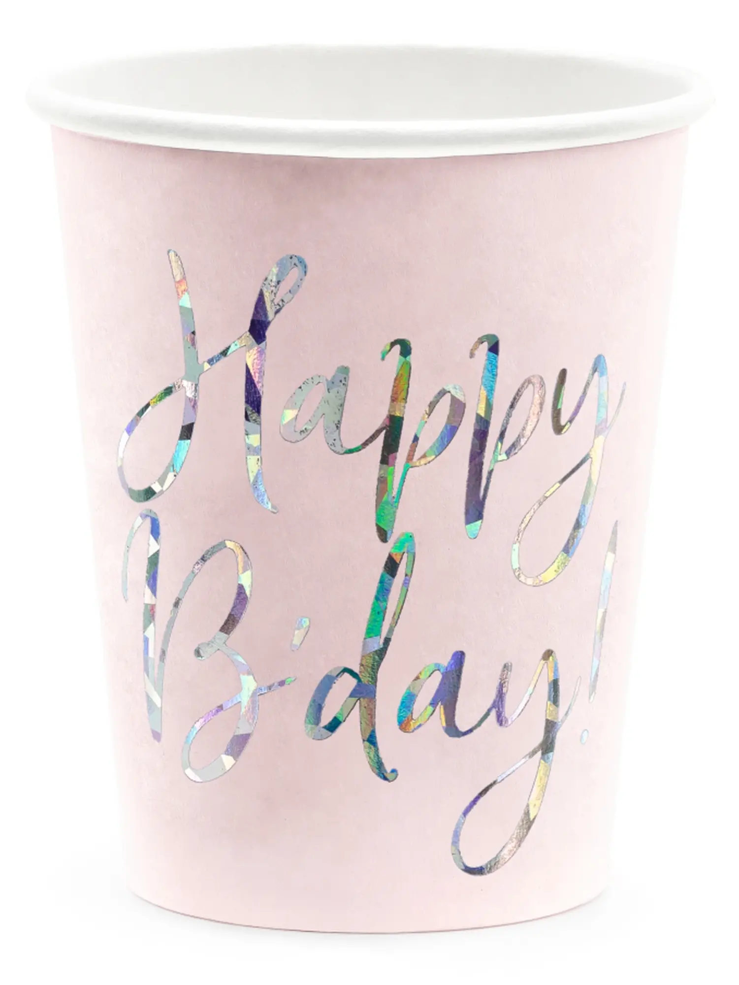 6 Pappbecher - Happy Birthday -  Rosa / Silber