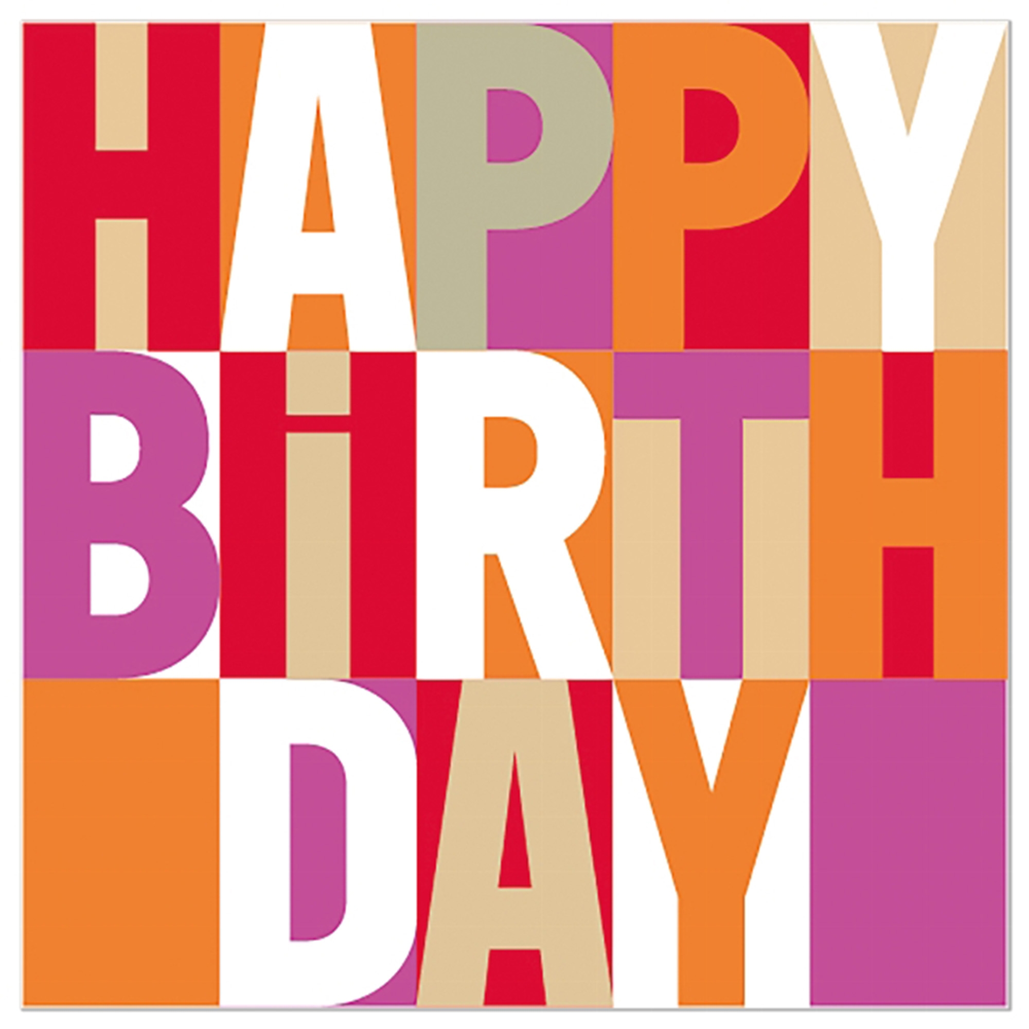 20 Servietten "Happy Birthday" Pink/Orange Werbung, Plakat, Text