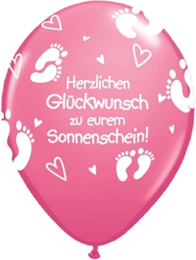 Qualatex Latexballon "Herzlichen Glückwunsch zu eurem Sonnenschein!" Rose Ø 40cm