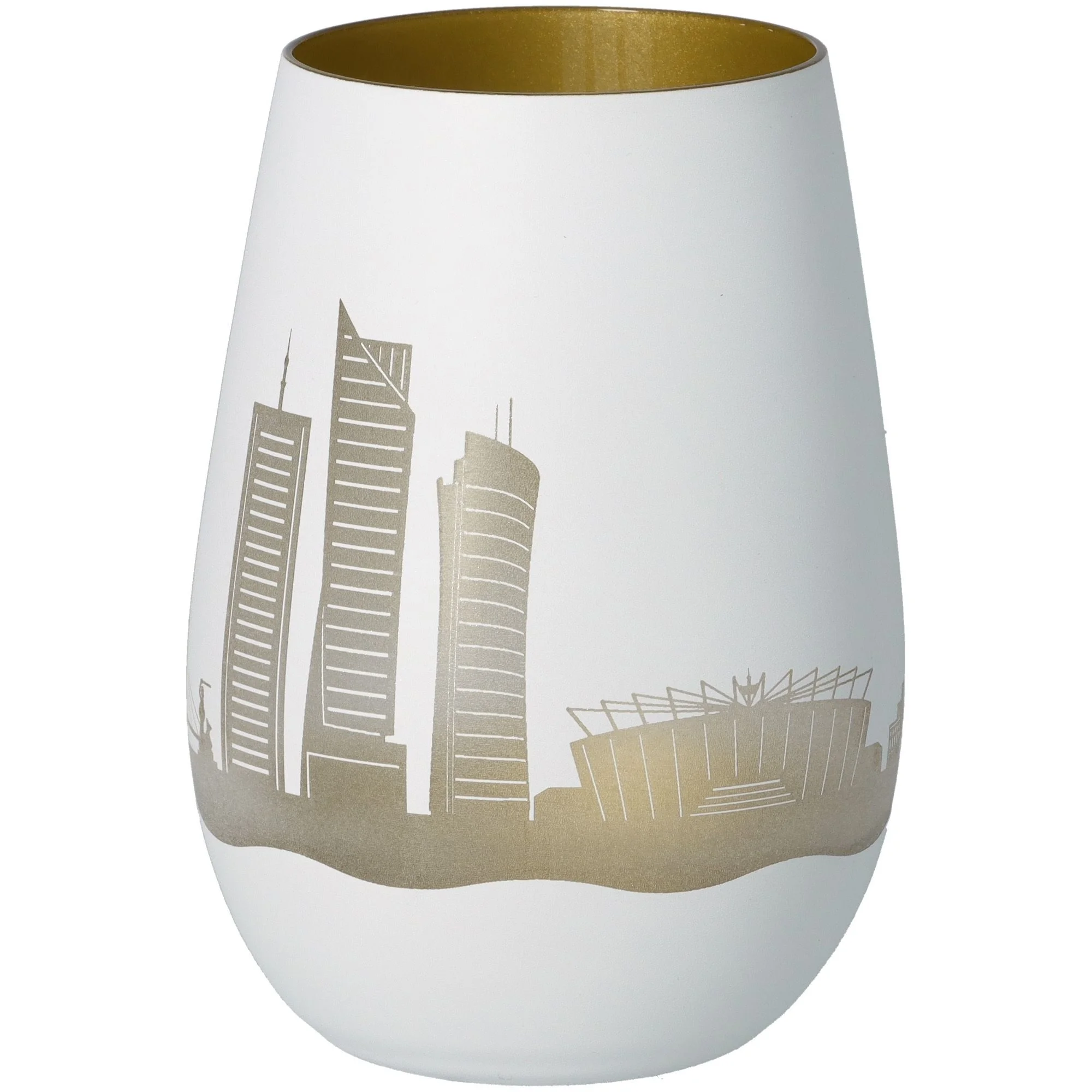 Goodtimes Windlicht Skyline Warschau Weiß/Gold