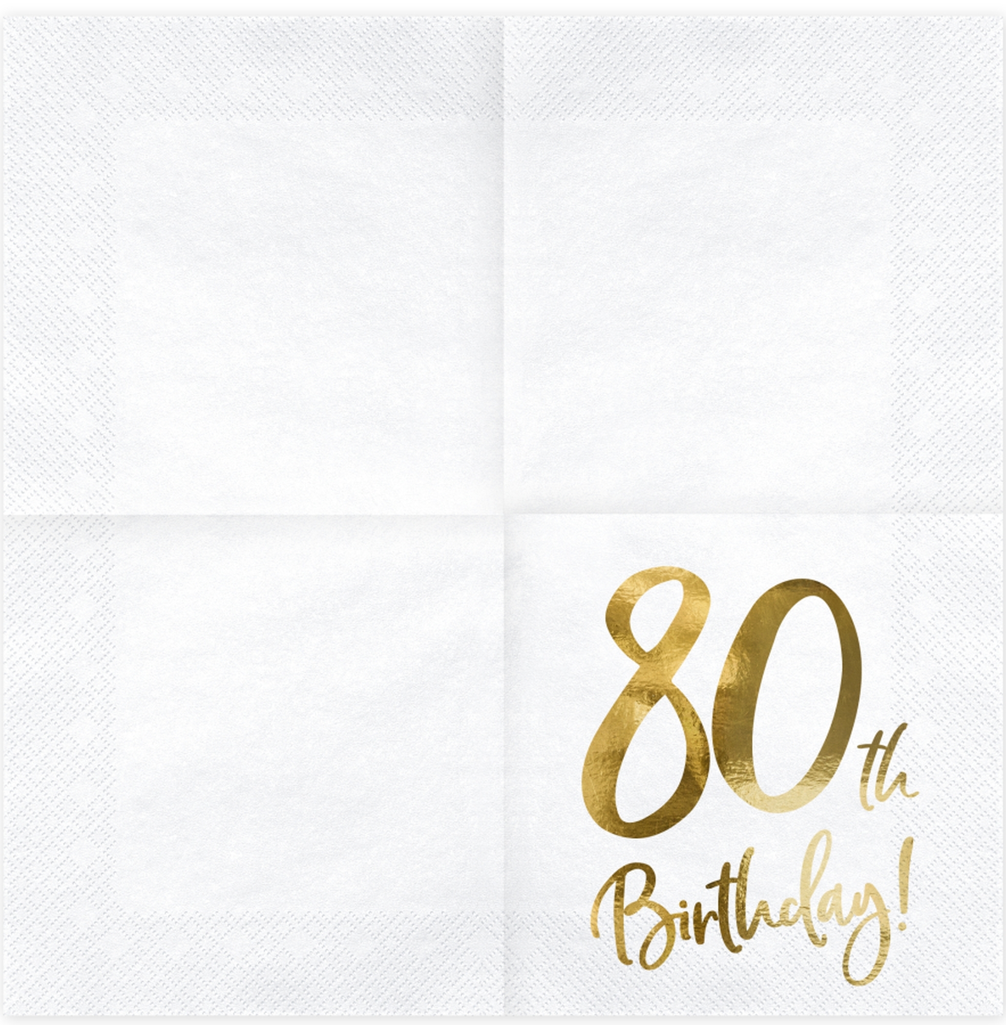 20 Servietten - 80th Birthday - Weiß / Gold 20 Servietten - 80th Birthday - Weiß / Gold