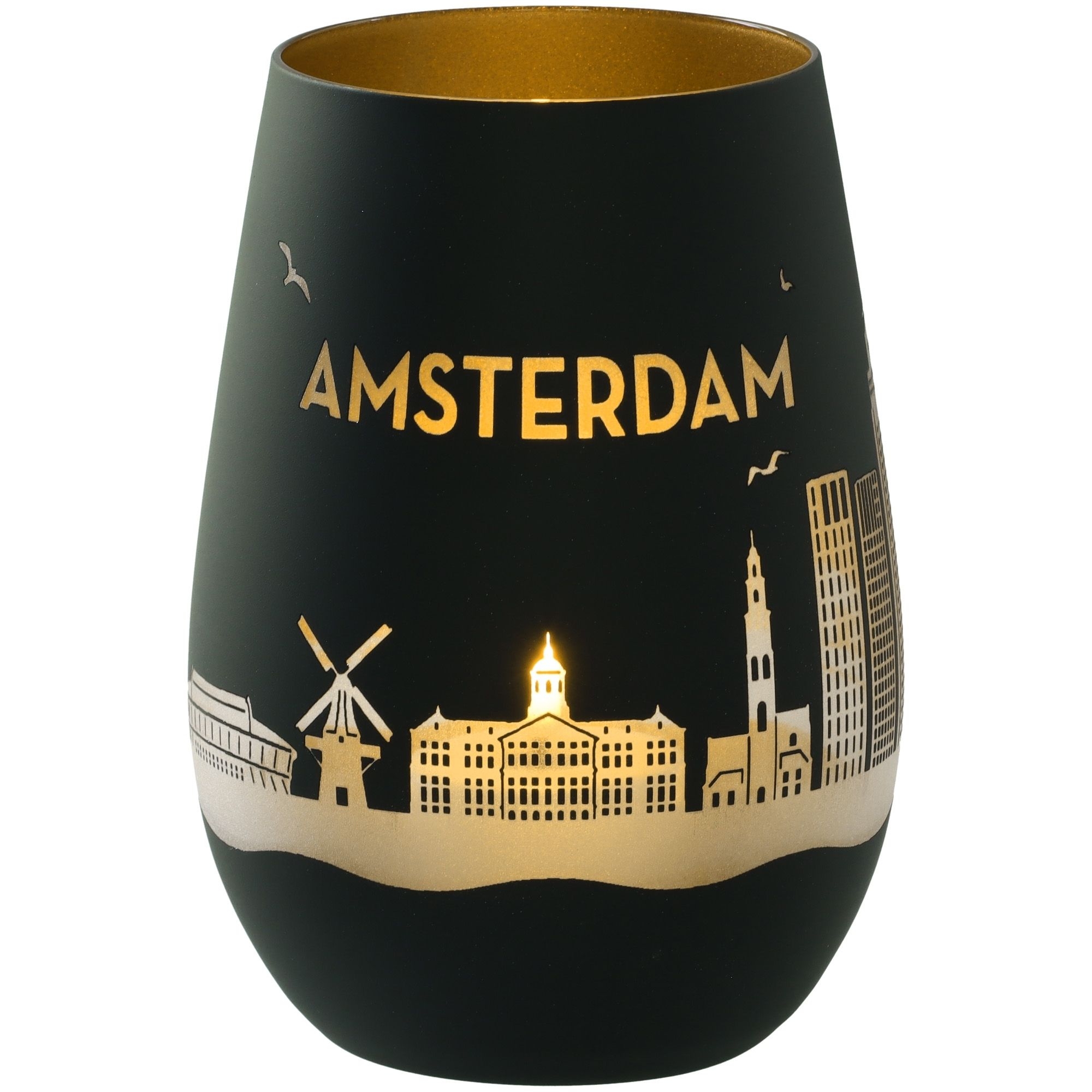 Windlicht Skyline Amsterdam Schwarz/Gold Töpferei, Krug, Tasse