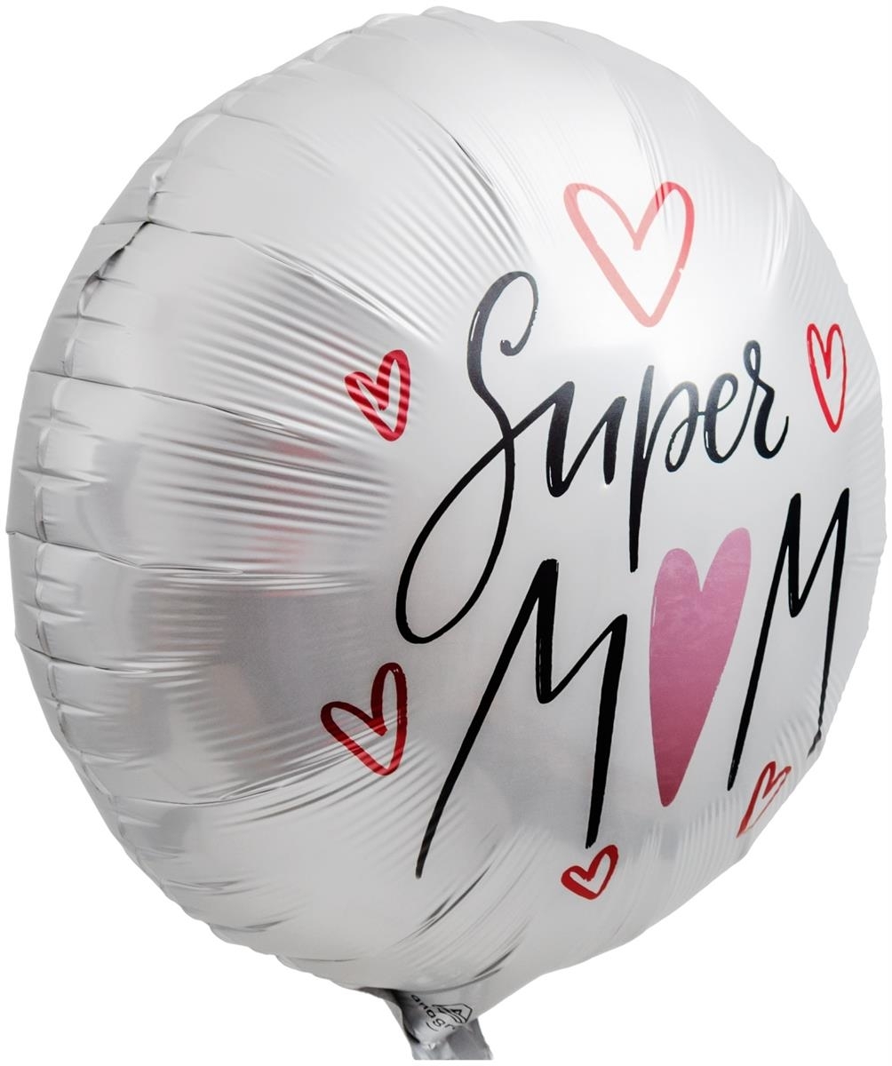Folienballon "Super Mom" Herzen 45cm