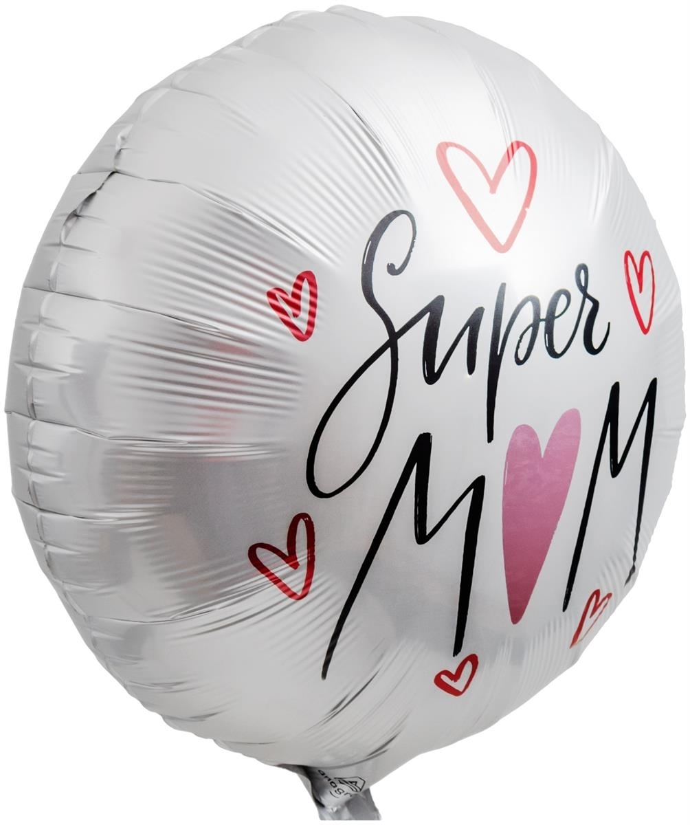 Folienballon "Super Mom" Herzen 45cm Folienballon "Super Mom" Herzen 45cm