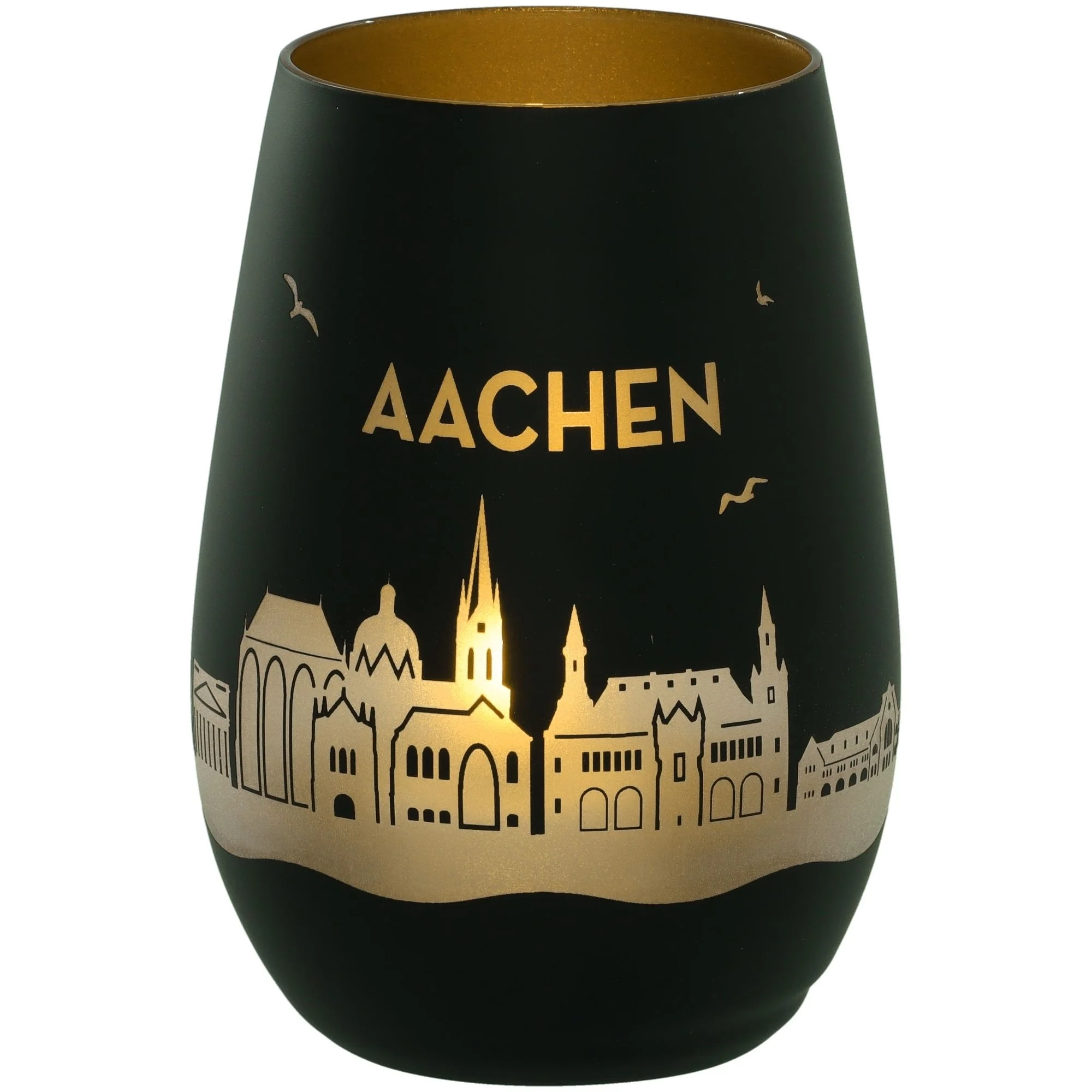 Goodtimes Windlicht Skyline Aachen Schwarz/Gold