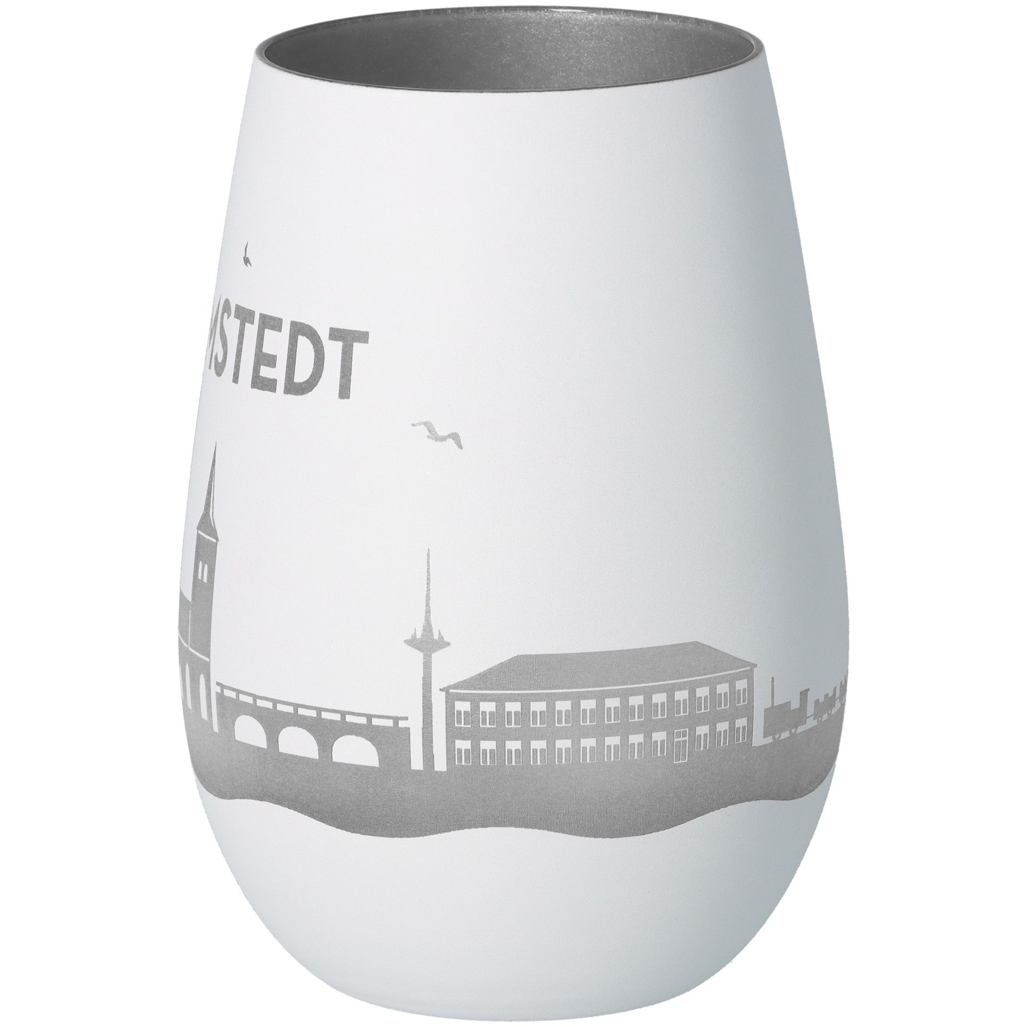 Windlicht Skyline Bad Bramstedt Weiß/Silber Töpferei, Krug, Vase