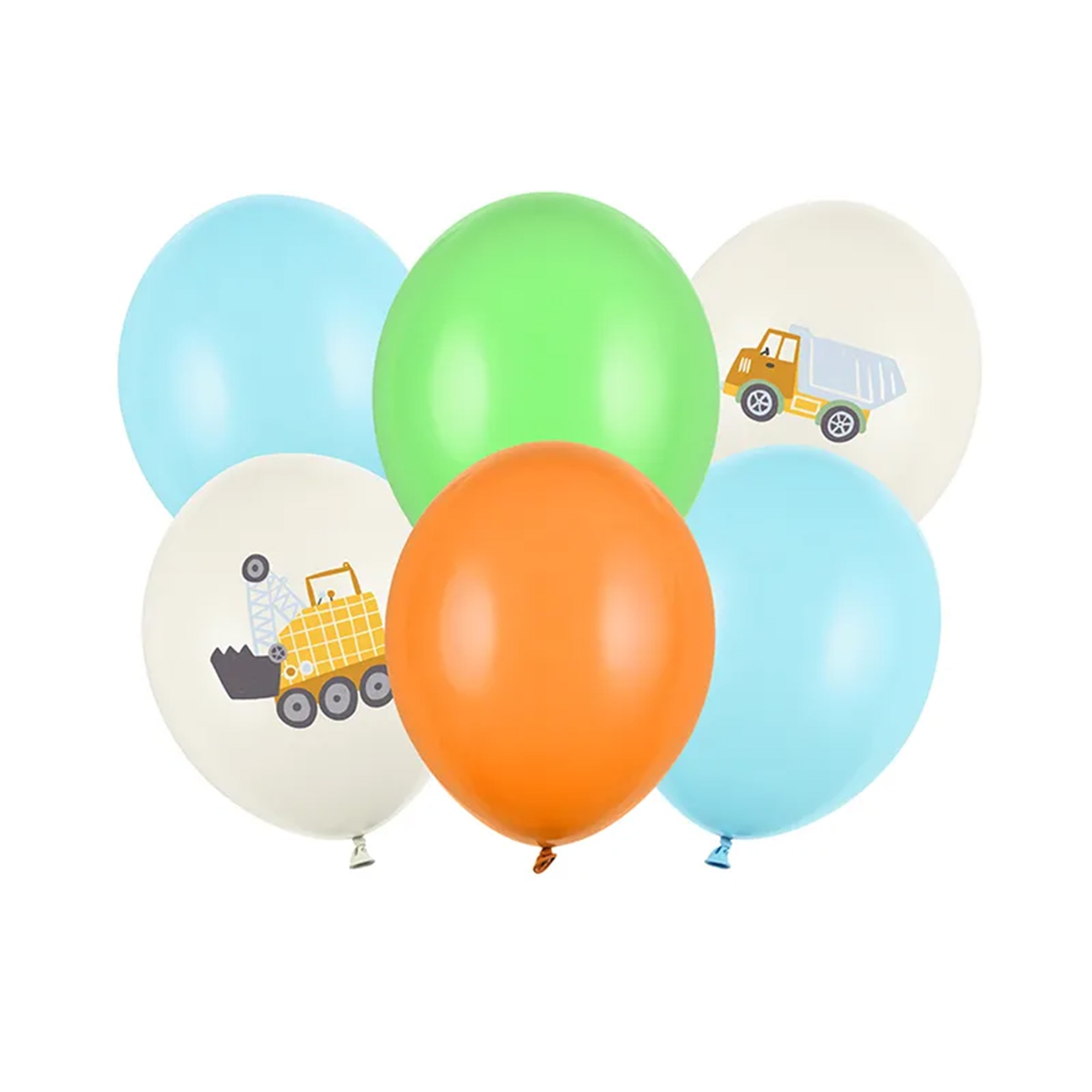 6 Latexballons im Set "Baufahrzeuge"