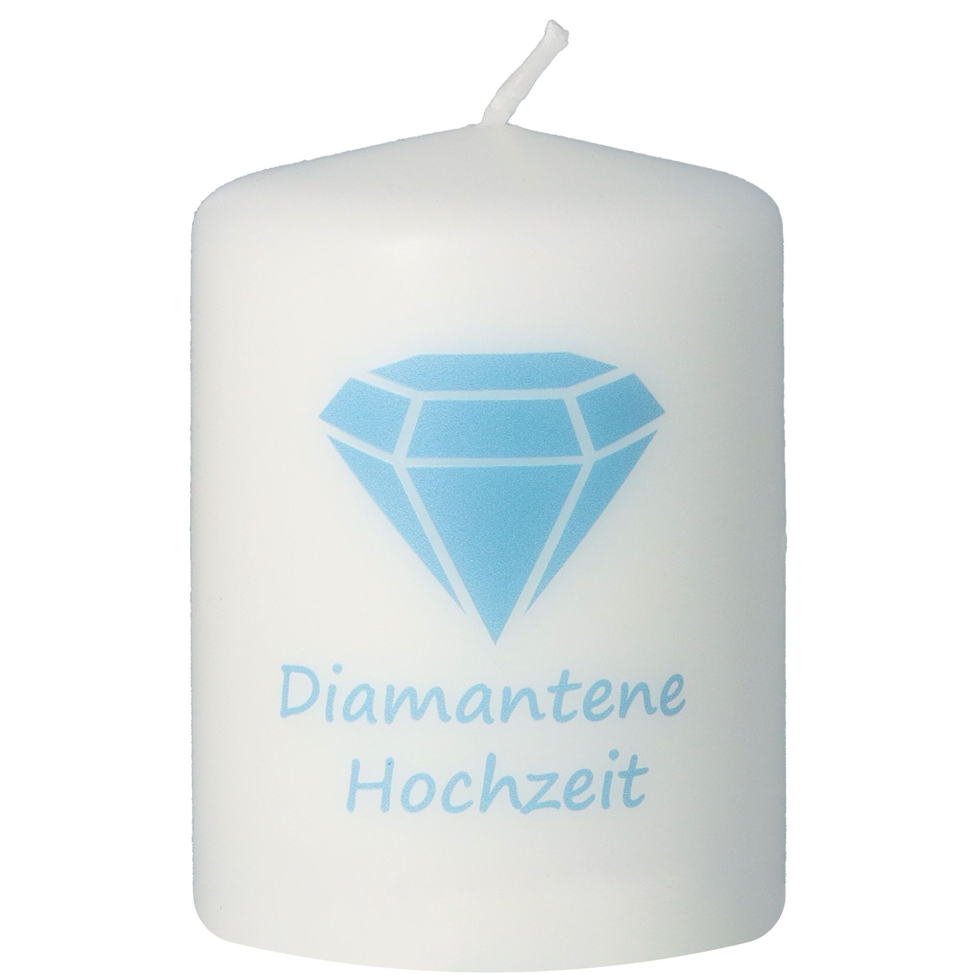 Kerze Weiß "Diamantene Hochzeit"