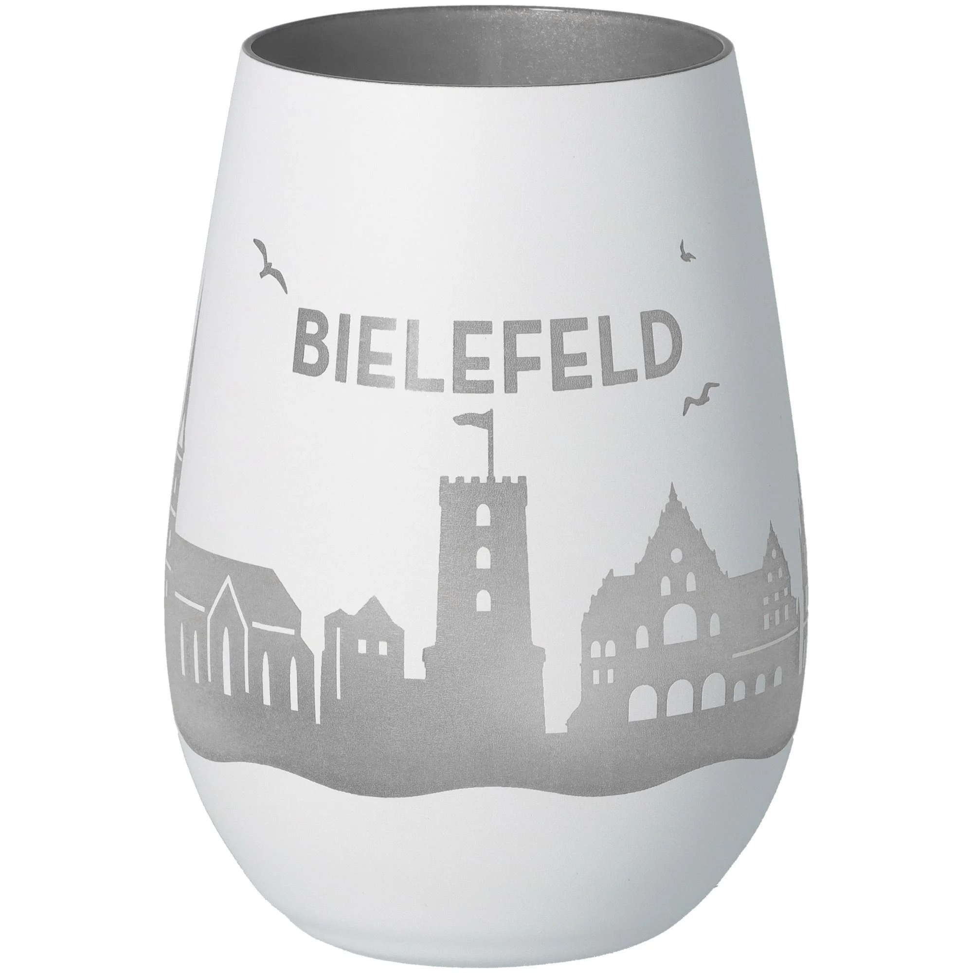 Vase, Porzellan, Graue Muster, Stadtmotiv, Glasurne