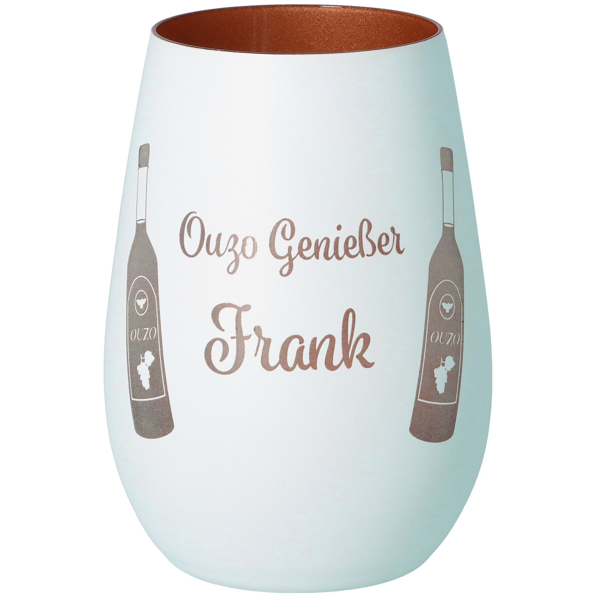 Windlicht Ouzo Genießer "Name" Weiß/Bronze Windlicht Ouzo Genießer "Name" Weiß/Bronze