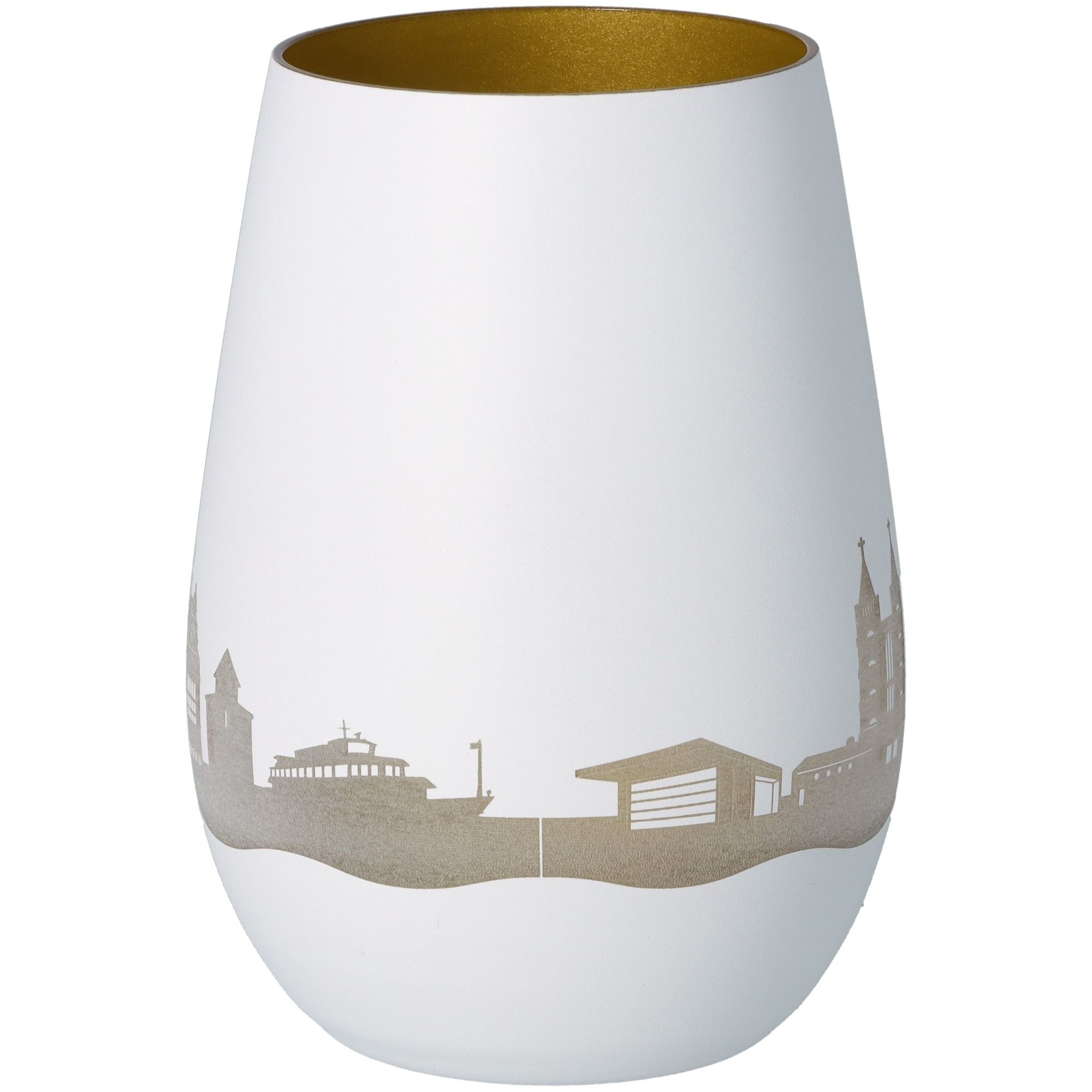 Windlicht Skyline Limburg Weiß/Gold Töpferei, Krug, Vase, Porzellan, Lampe