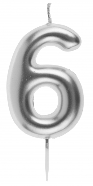Zahlenkerze "6", Silber