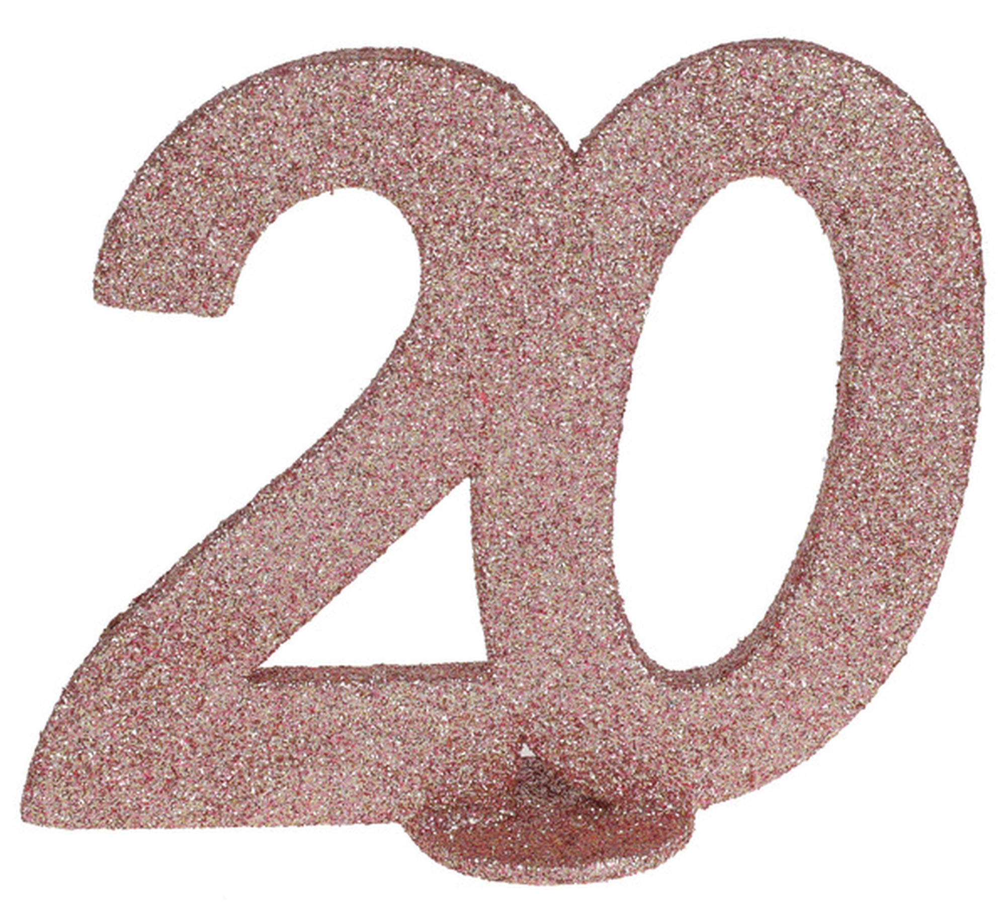 Roségold - Glitzer Tischzahl "20"