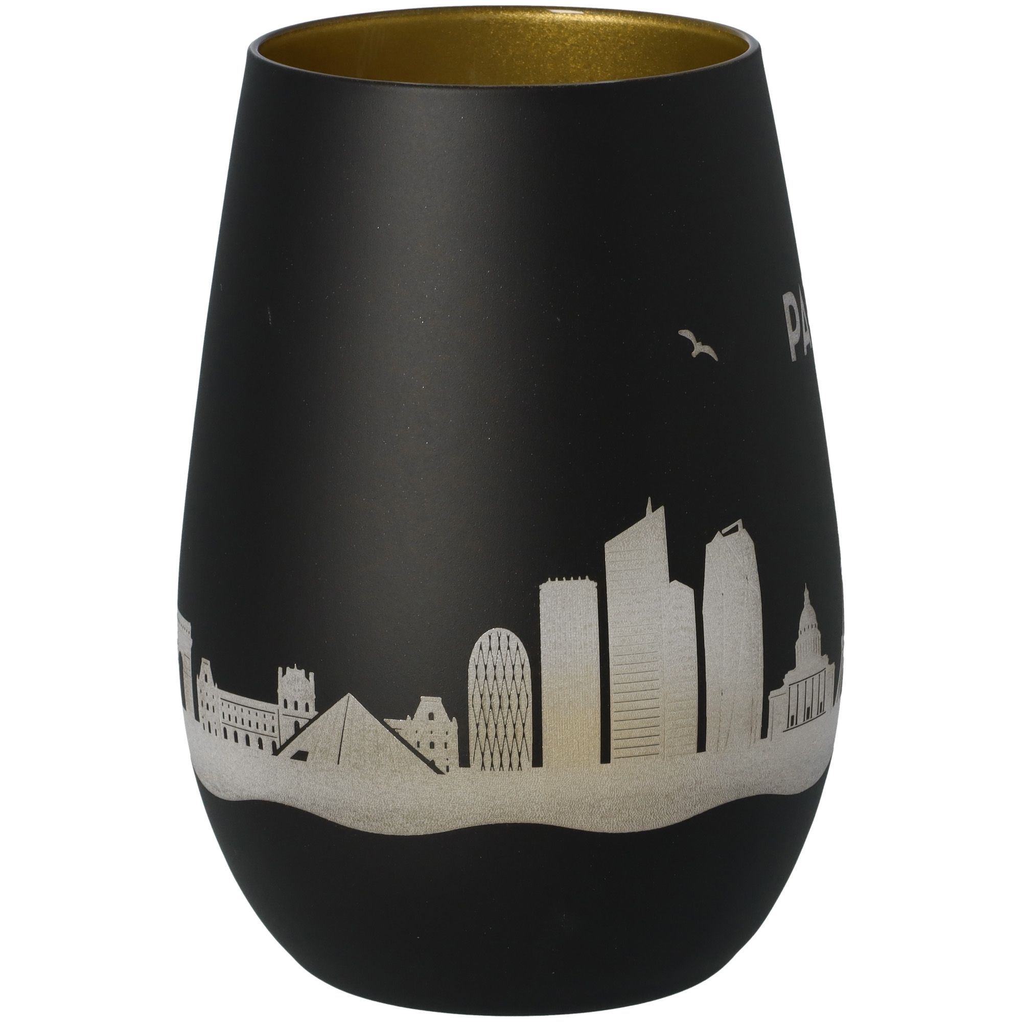 Windlicht Skyline Paris Schwarz/Gold Töpferei, Krug, Lampe, Tasse, Vase