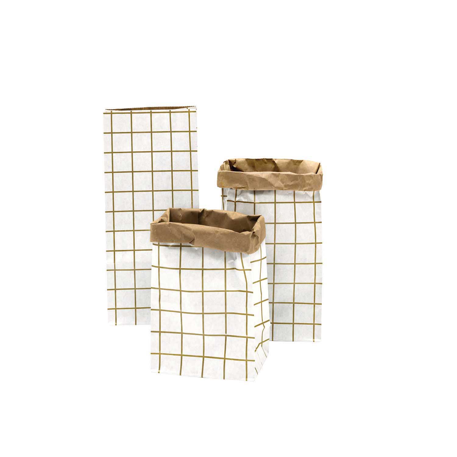 Blockbodenbeutel S - Gold / Weiß - 3 Stück