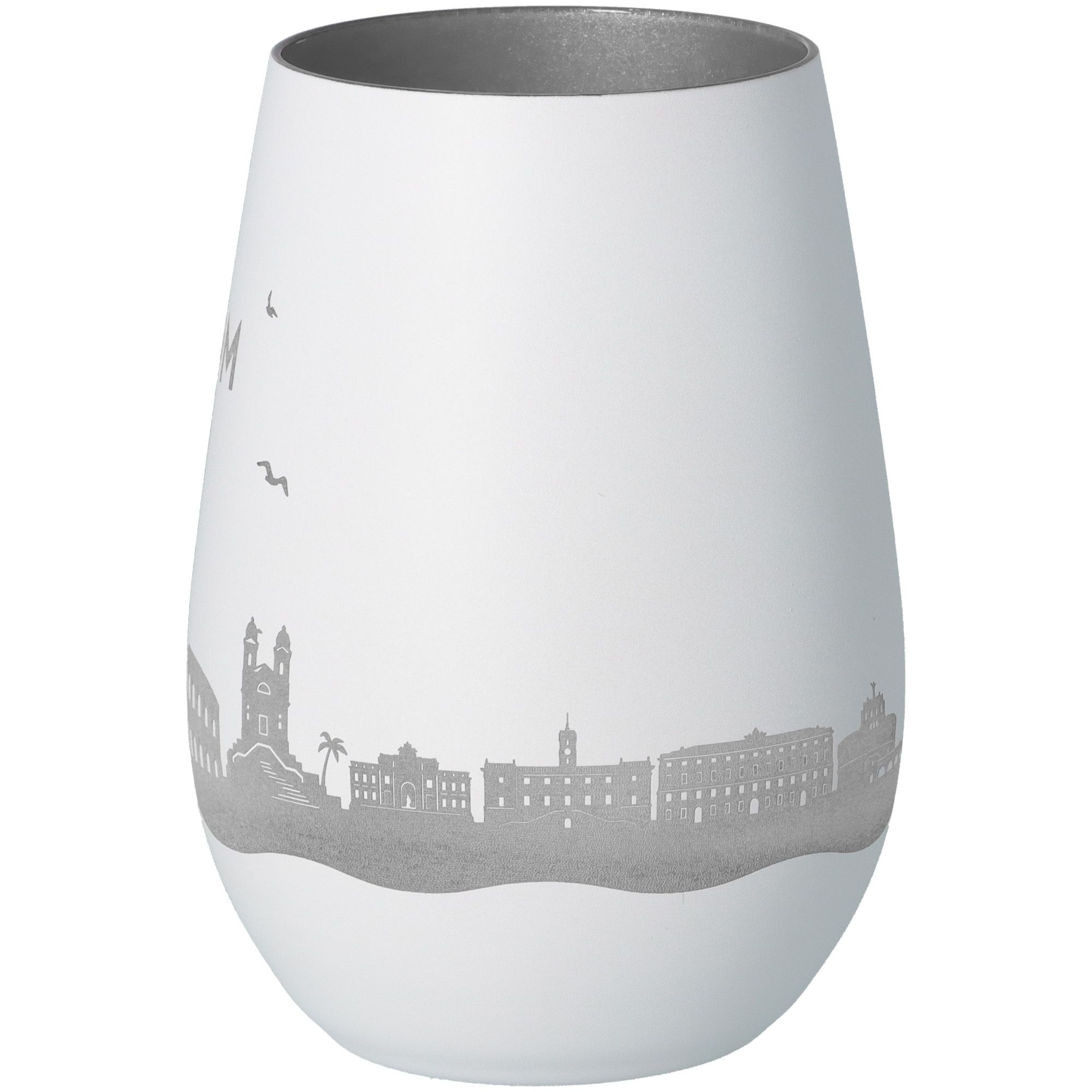 Windlicht Skyline Rom Weiß/Silber Töpferei, Krug, Vase, Kunst, Porzellan