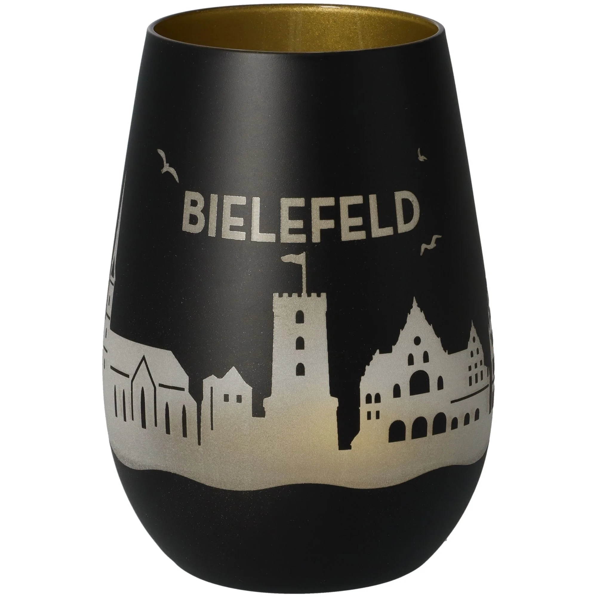 Vase, Schwarz, Silber, Stadtmotiv, GlasURail