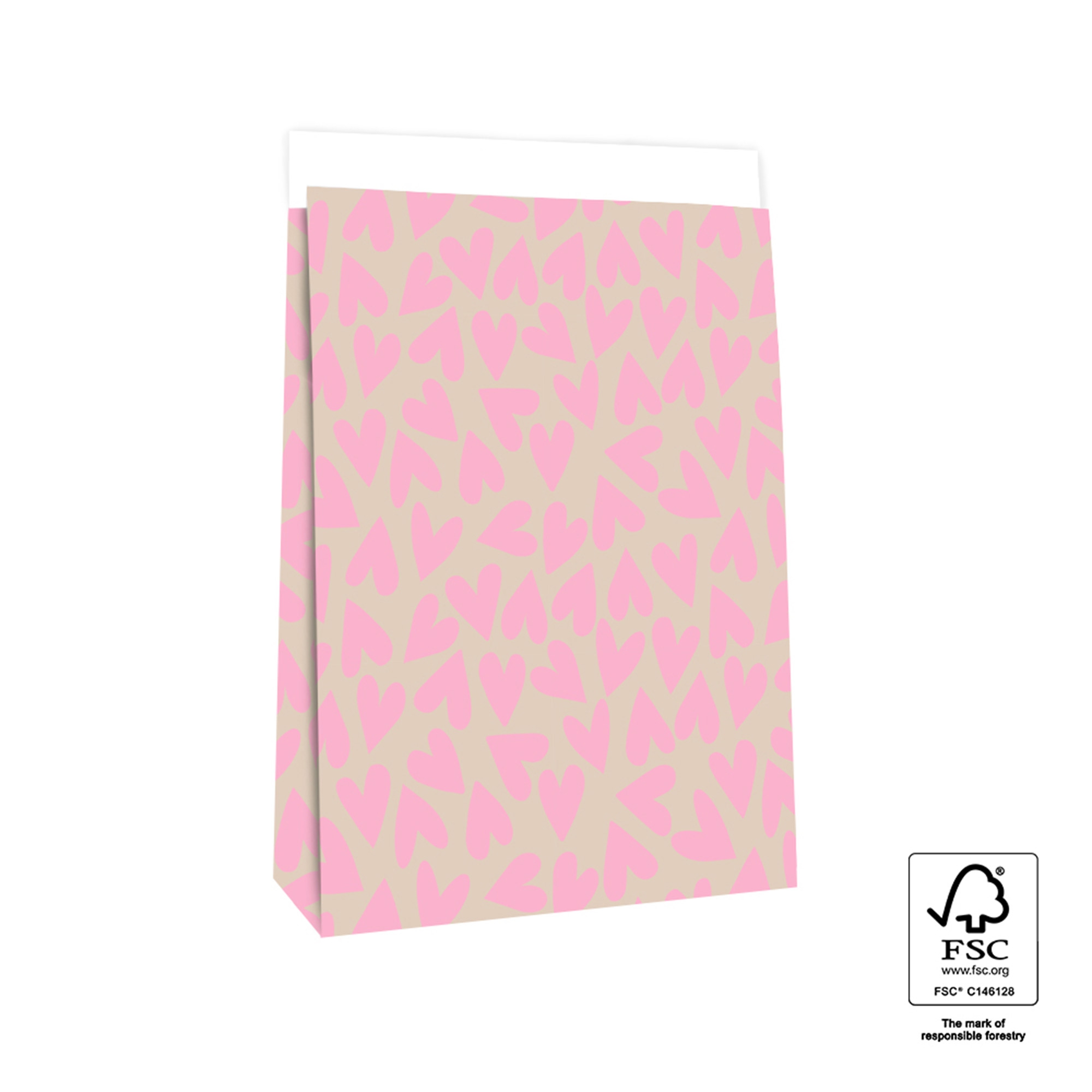 Blockbodenbeutel L "Herzen Pink" Blockbodenbeutel L "Herzen Pink"