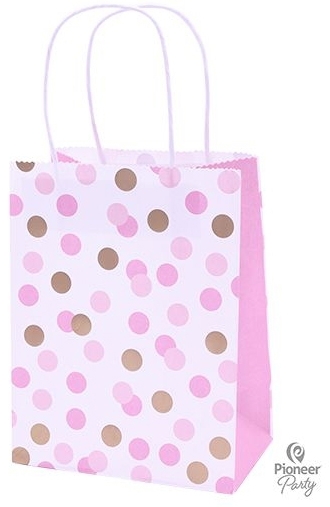 4 Papiertüten mit Henkel, Pink/Gold 4 Papiertüten mit Henkel, Pink/Gold