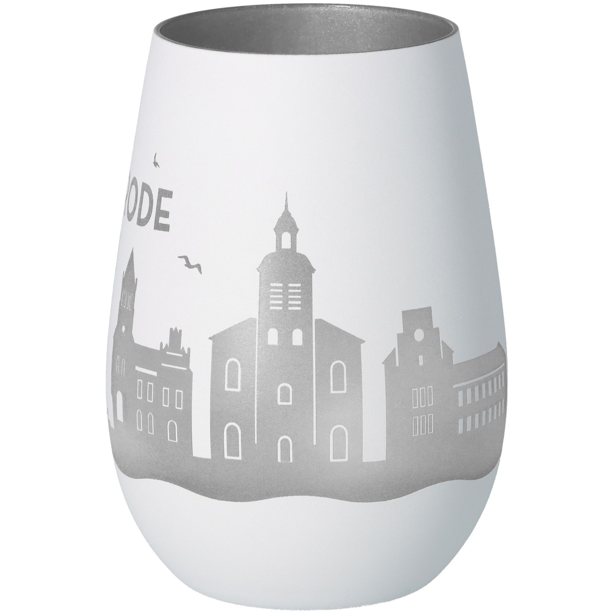 Windlicht Skyline Walsrode Weiß/Silber Töpferei, Krug, Lampe, Porzellan, Vase