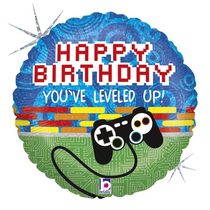 Folienballon Happy Birthday "Level up" 46cm