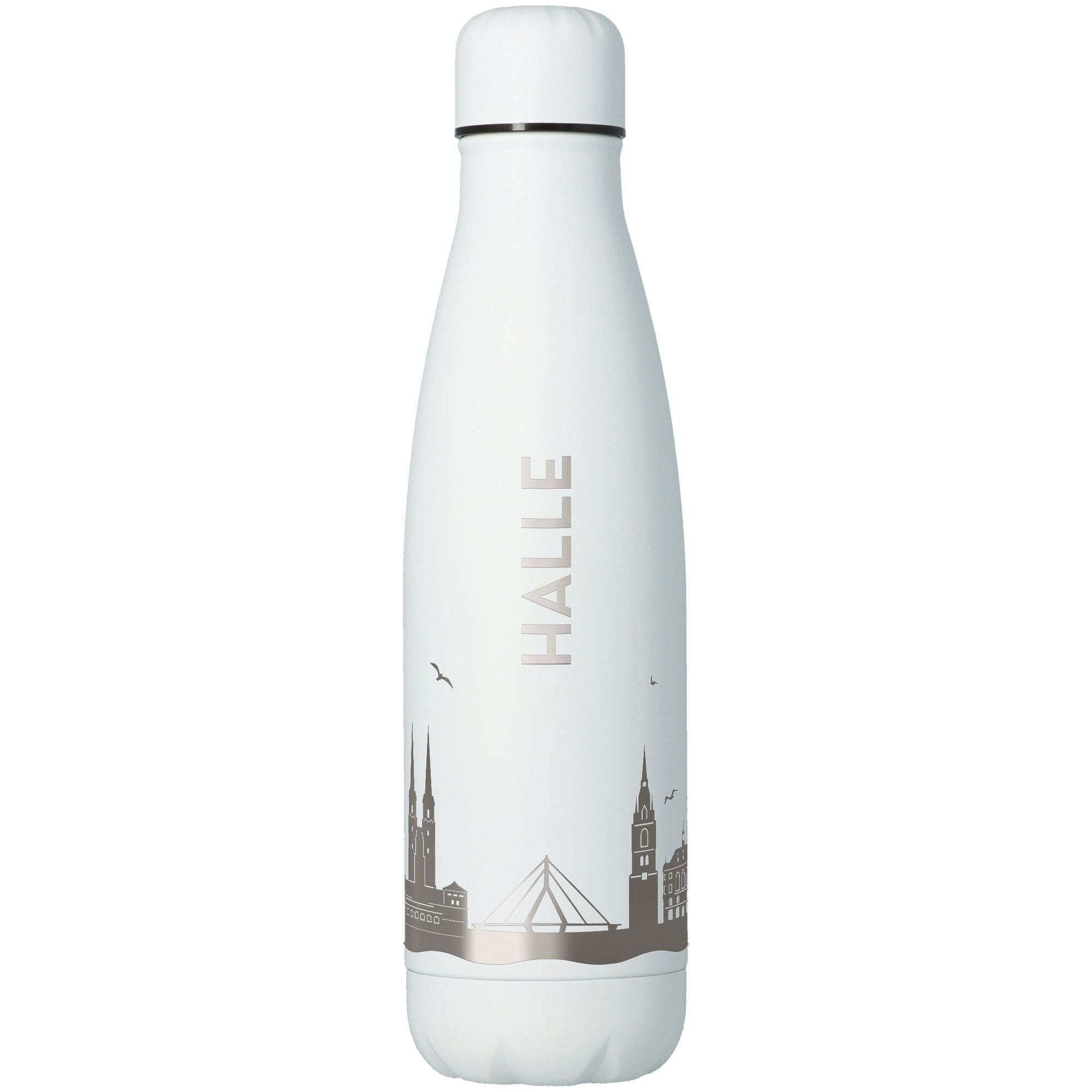 Trinkflasche Skyline Halle Weiß 500ml Flasche, Wasserflasche, Shaker