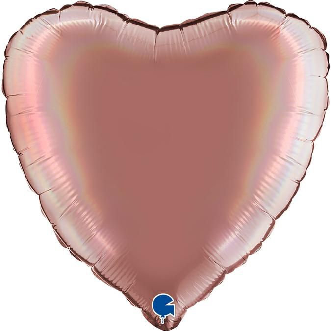 Folienballon Herz Rainbow Holo Platinum Rosé 45cm
