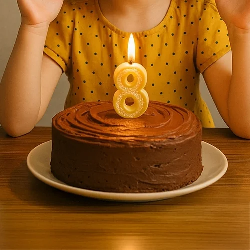 Schokoladenkuchen, Kuchen, Kerze, 8 Jahre, Süßspeise
