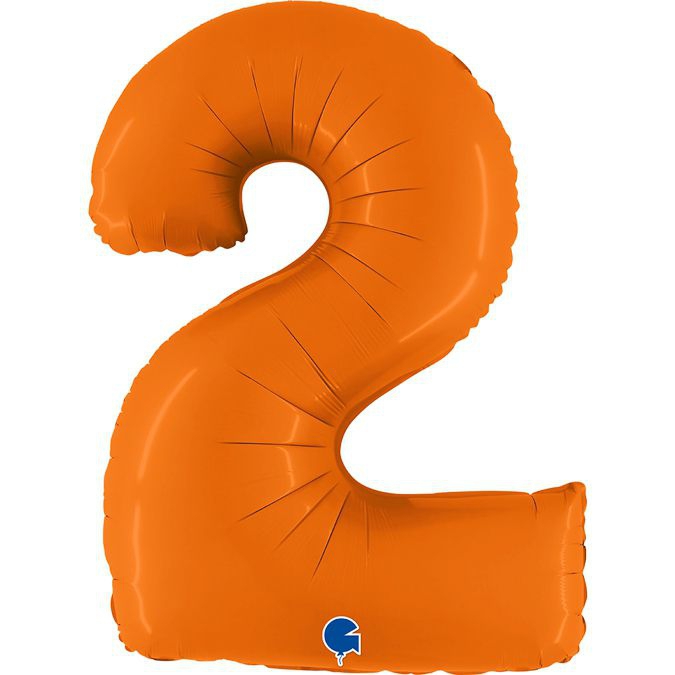 Folienballon Zahl 2 Matte Orange 100cm