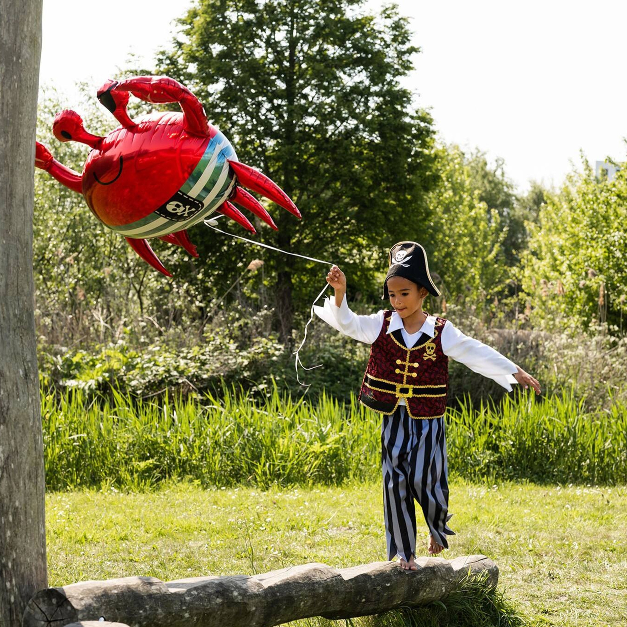 Folienballon "Piraten Krabbe" 90x74 cm Gras, Park, Person, Vegetation, Portrait