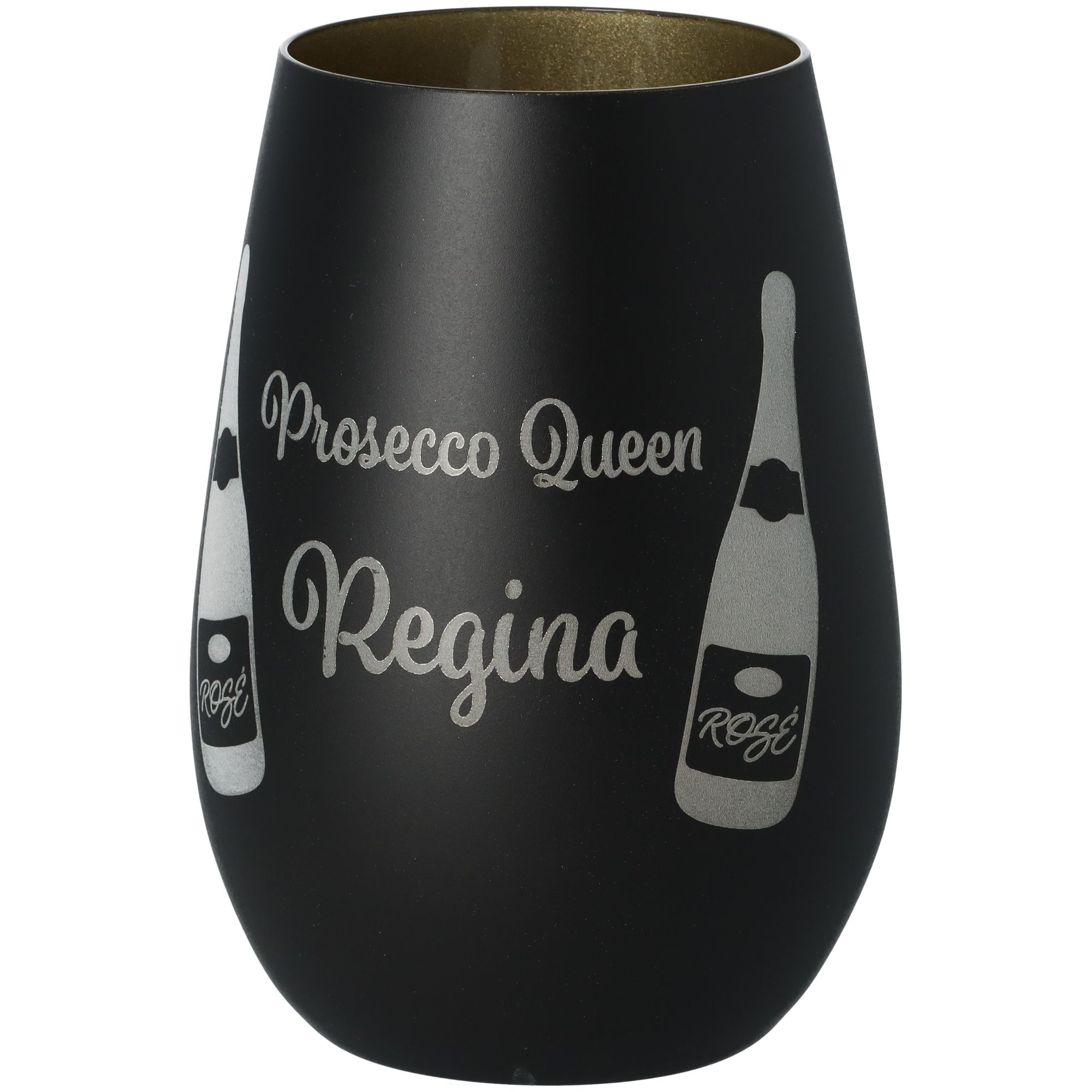 Windlicht Prosecco Queen "Name" Schwarz/Gold Windlicht Prosecco Queen "Name" Schwarz/Gold
