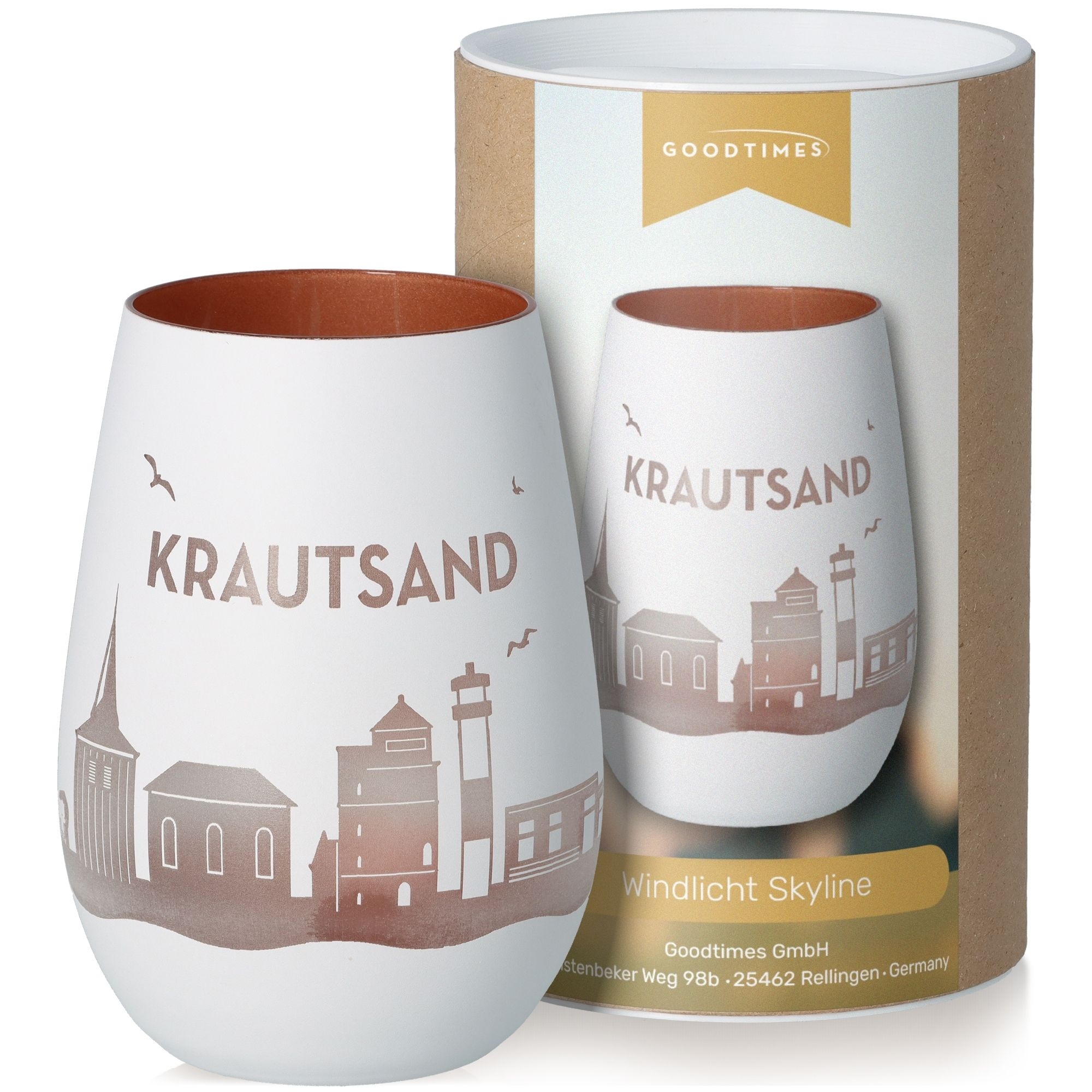 Windlicht Skyline Krautsand Weiß/Bronze Töpferei, Tasse, Krug