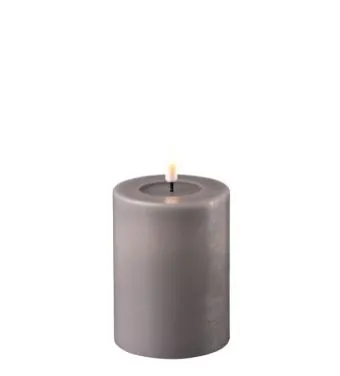 Deluxe - LED Stumpenkerzen Grau 7,5 Øx10 cm
