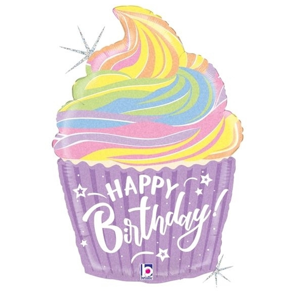 cupcake, Geburtstag, Zuckerglasur, Verpackung, Folienballon