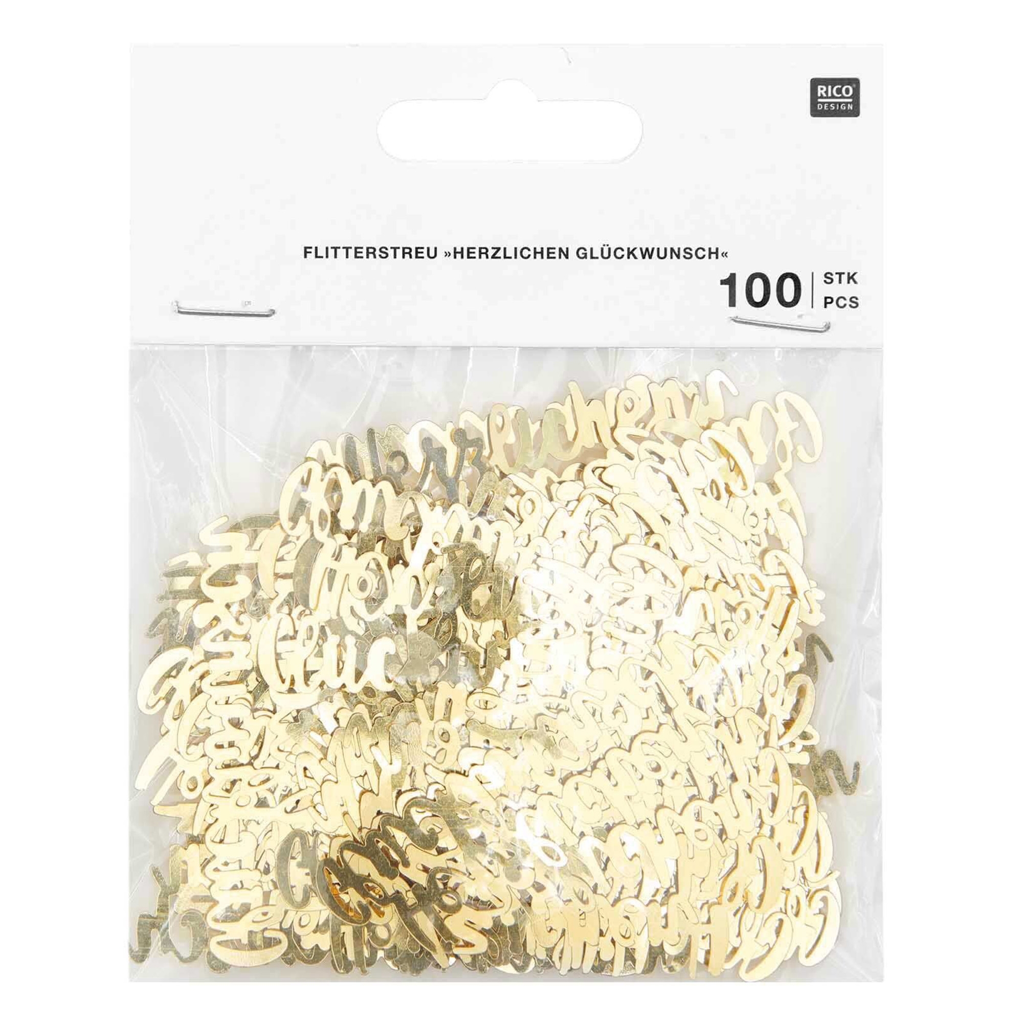Konfetti "Herzlichen Glückwunsch", Gold, 100 Stück Essen, Nudel