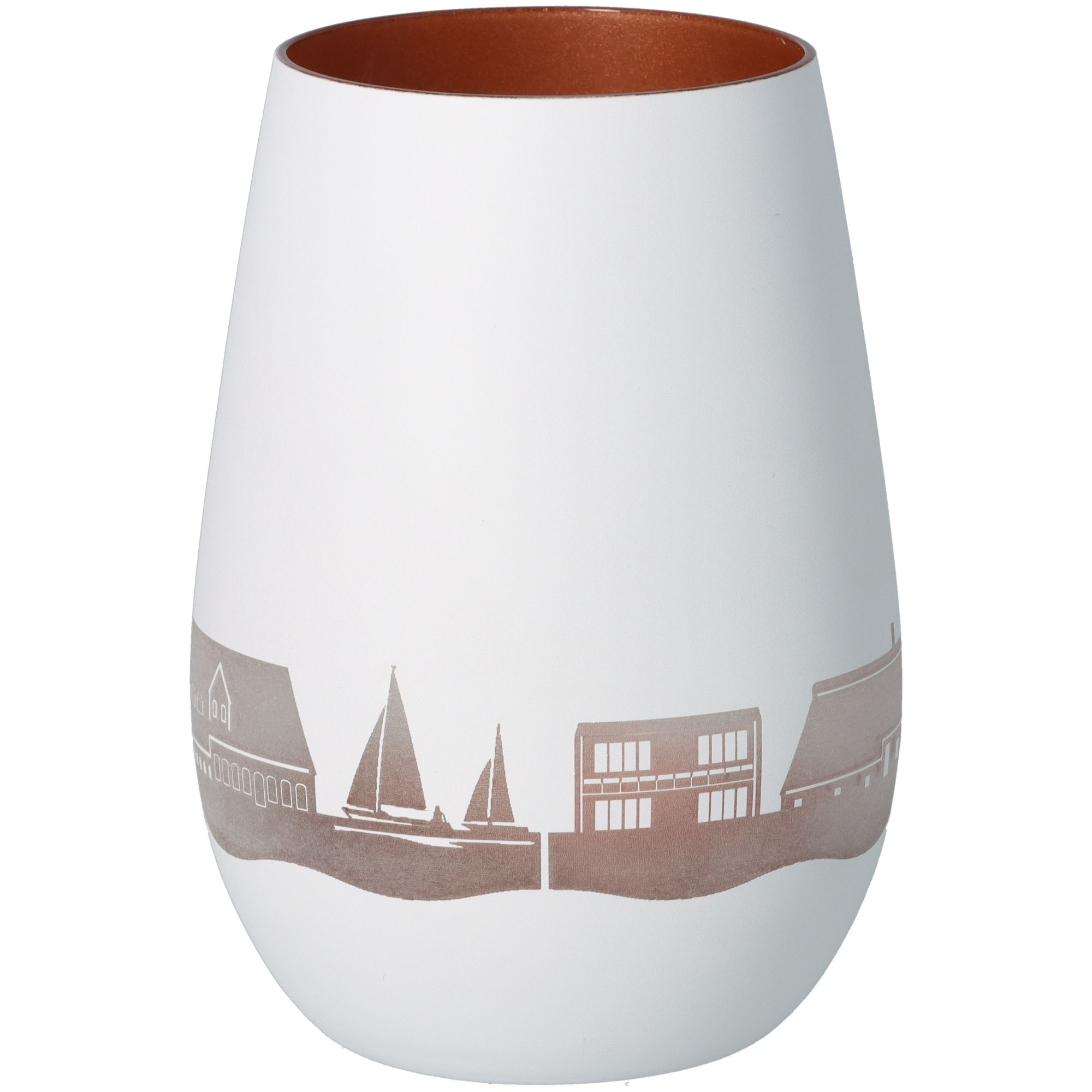 Windlicht Skyline Drochtersen Weiß/Bronze Töpferei, Krug, Vase, Boot, Fahrzeug