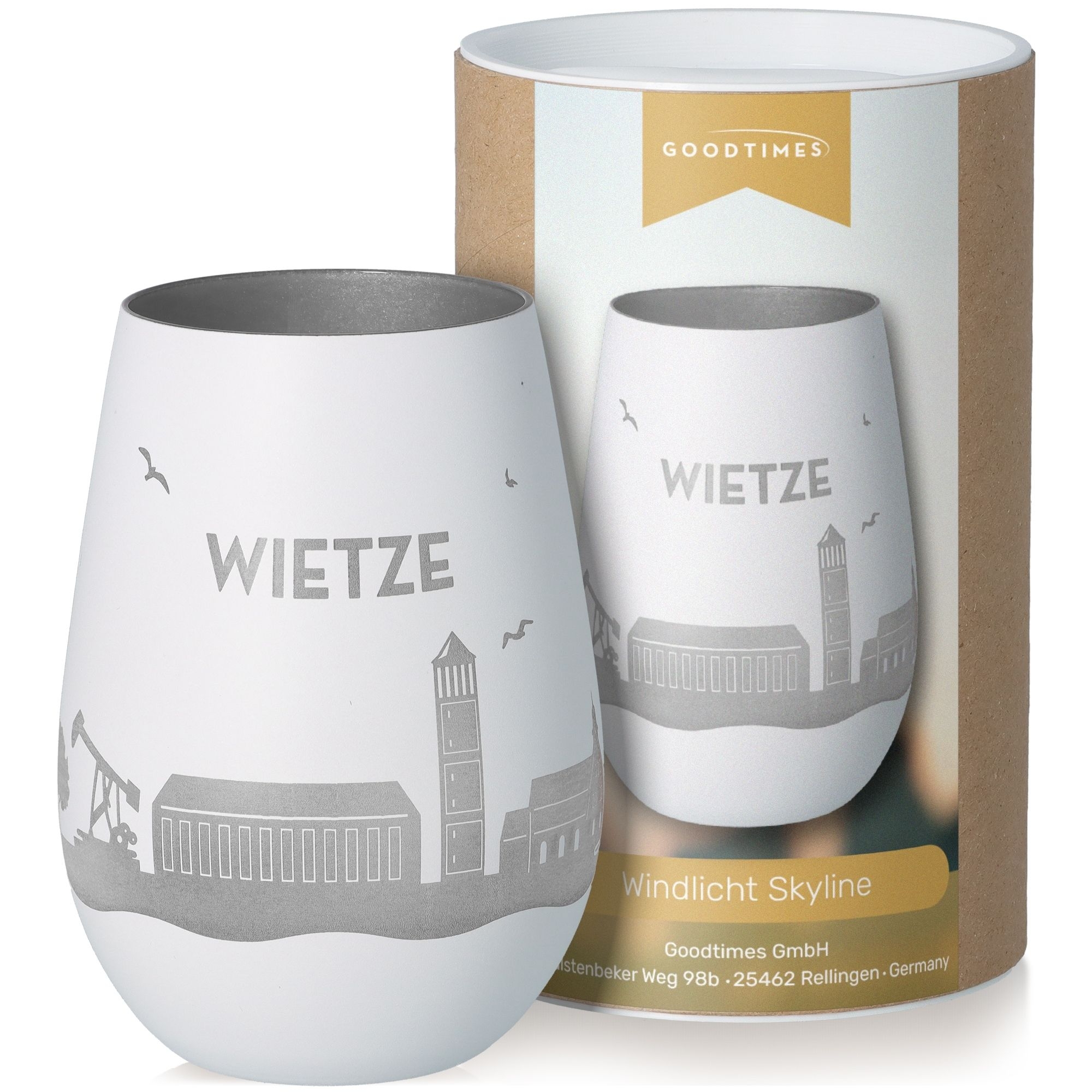 Windlicht Skyline Wietze Weiß/Silber Töpferei, Krug, Tasse