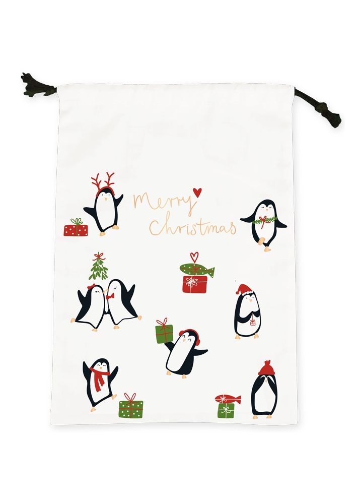 Weihnachtsgeschenkbeutel "Pinguin", 100% Baumwolle Weihnachtsgeschenkbeutel "Pinguin", 100% Baumwolle