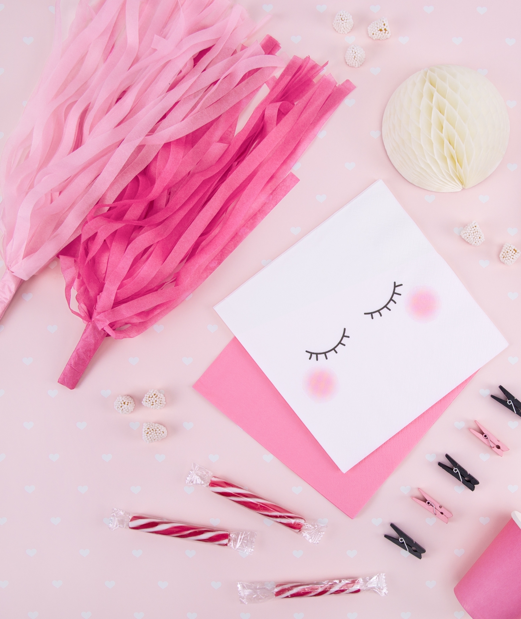 Tasselgirlande Pink, Rosa, Creme- 12 Tassel