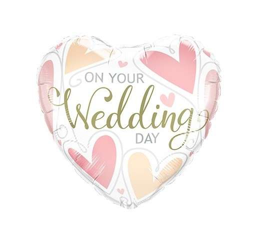 Folienballon Herz "On your Wedding Day" 45cm Folienballon Herz "On your Wedding Day" 45cm