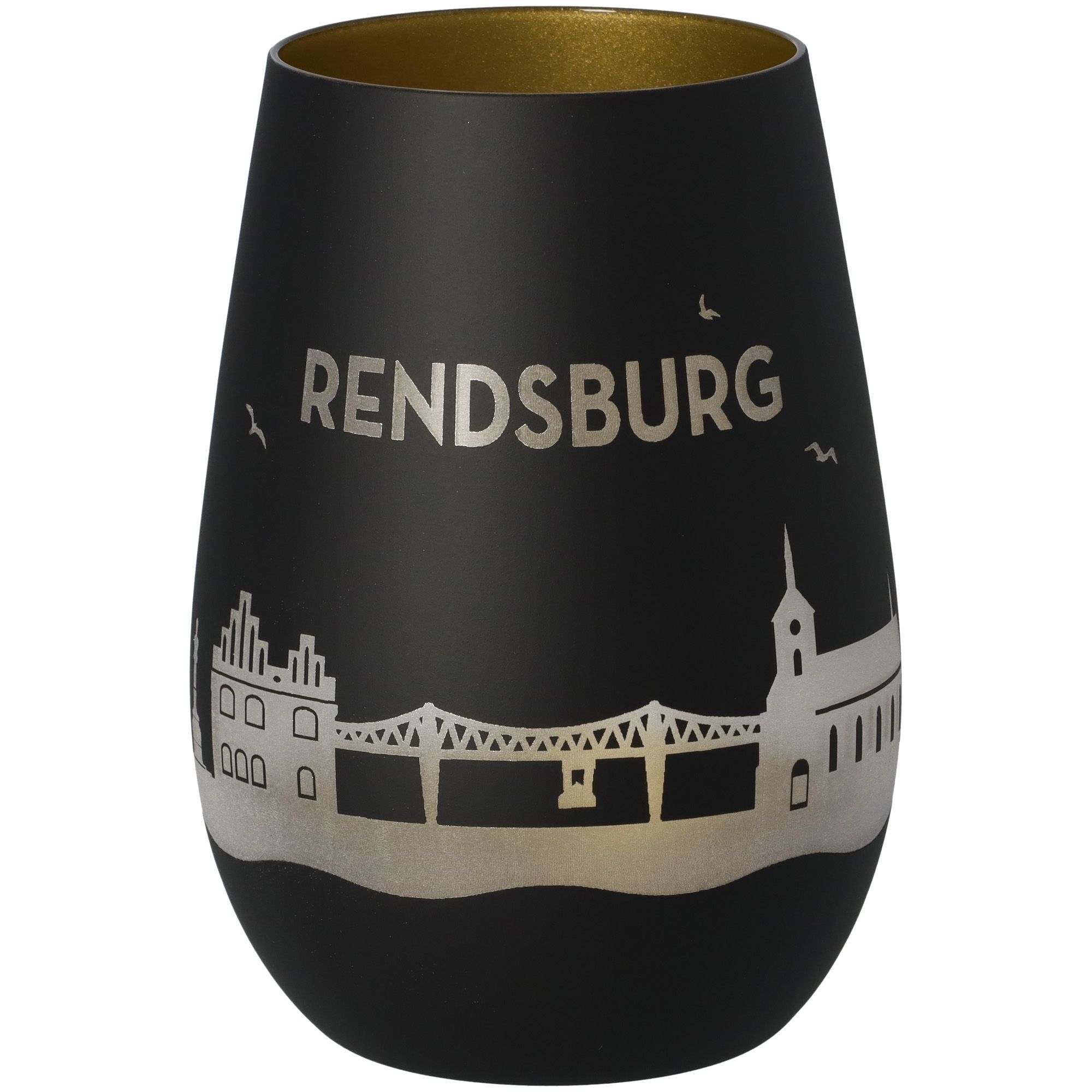 Windlicht Skyline Rendsburg Schwarz/Gold Krug, Töpferei, Vase