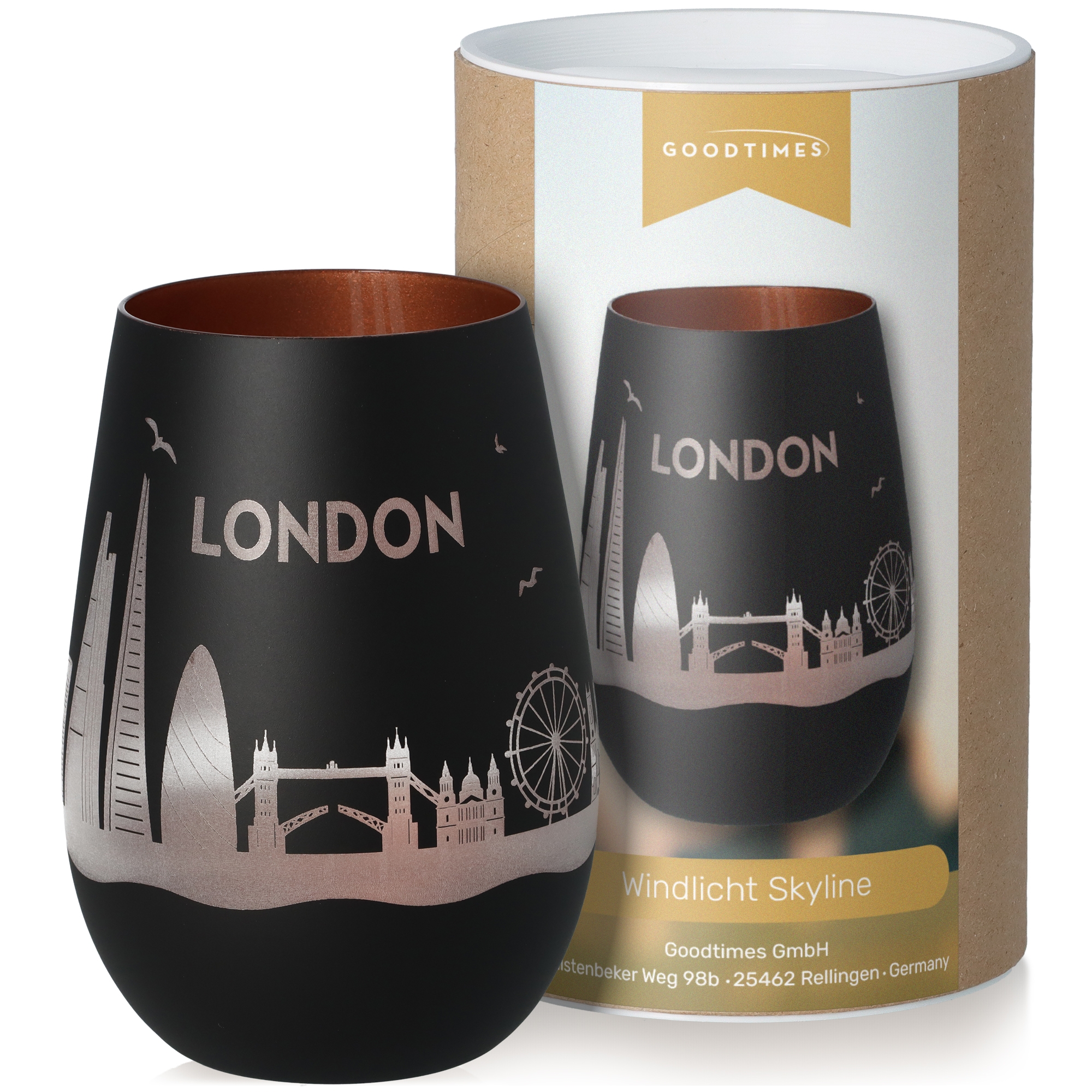 Windlicht Skyline London Schwarz/Bronze Töpferei, Krug, Tasse