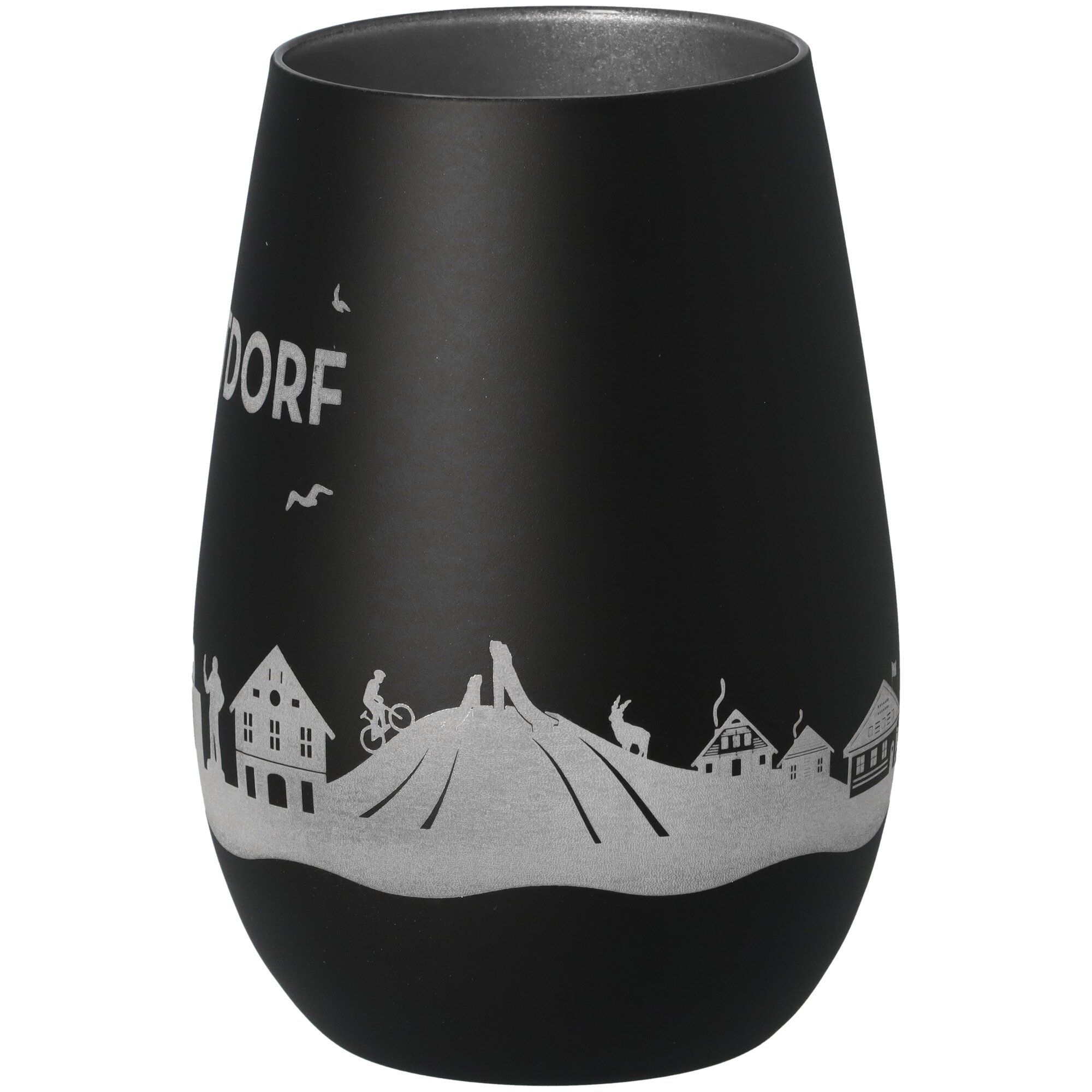 Windlicht Skyline Oberstdorf Schwarz/Silber Töpferei, Krug, Vase