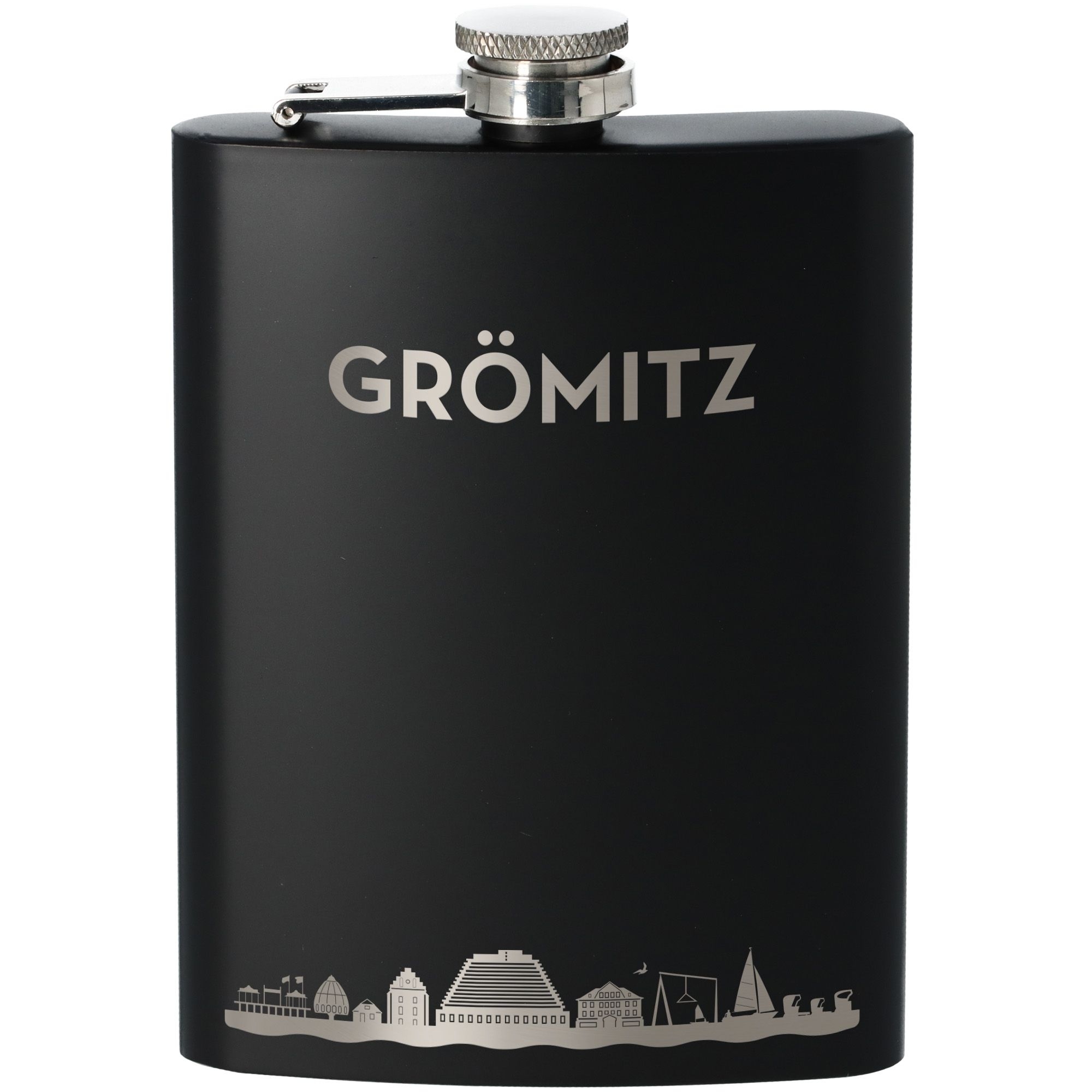 Flachmann Skyline Grömitz Schwarz 225ml Flachmann Skyline Grömitz Schwarz 225ml