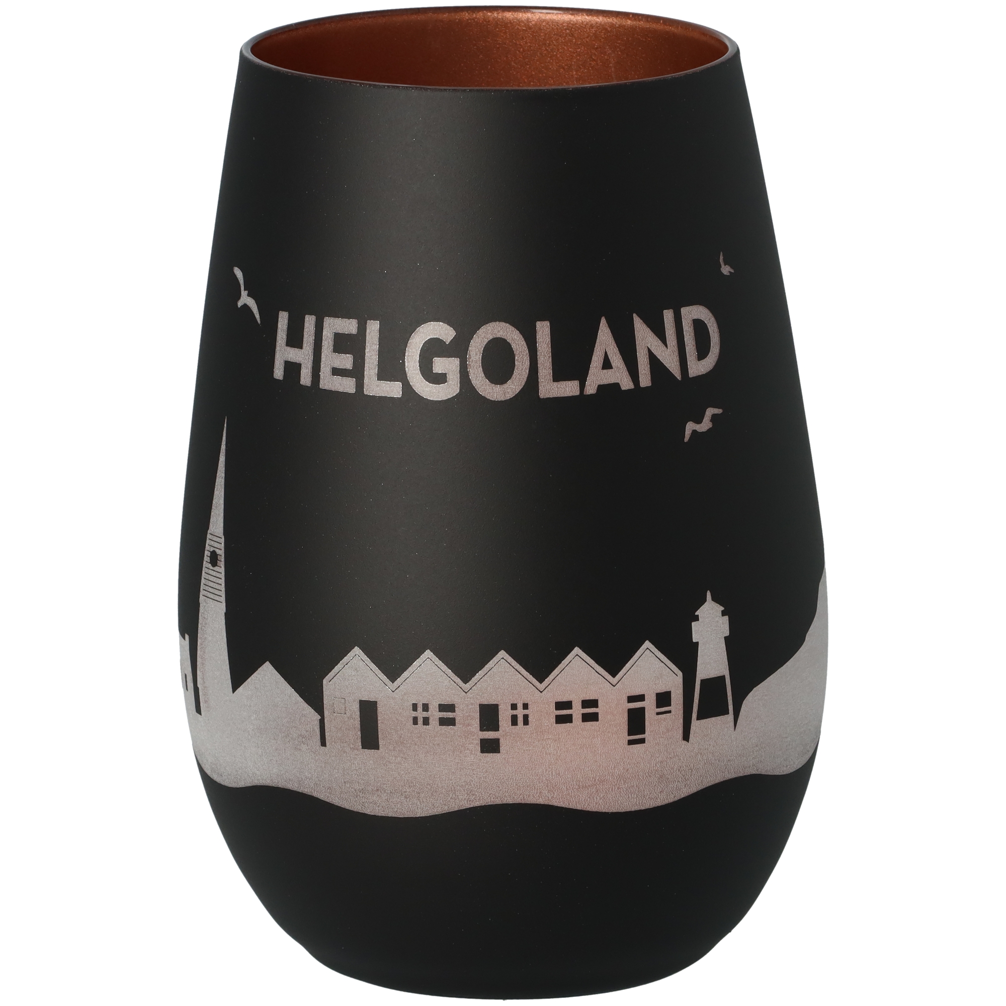 Windlicht Skyline Helgoland Schwarz/Bronze