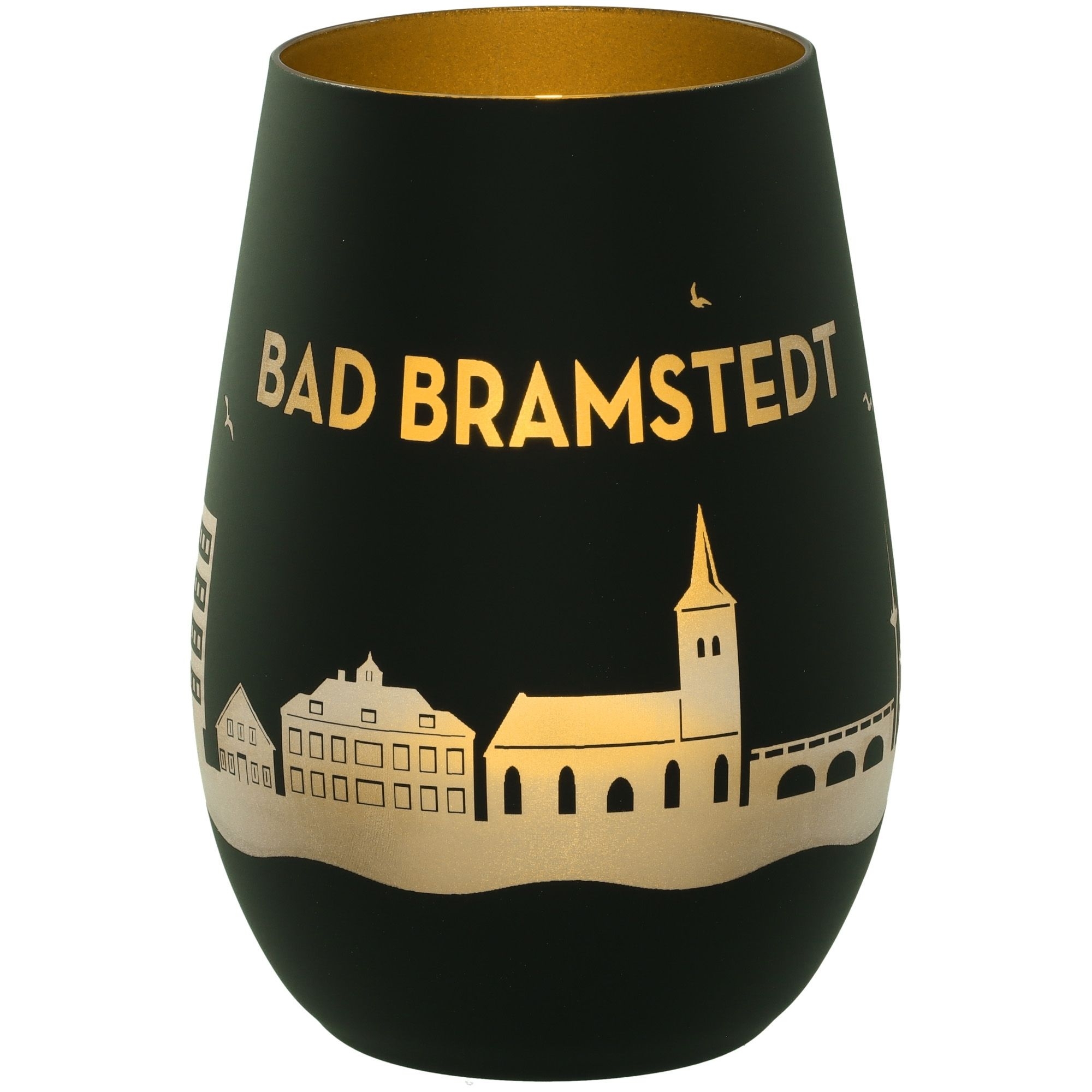 Windlicht Skyline Bad Bramstedt Schwarz/Gold Krug, Töpferei