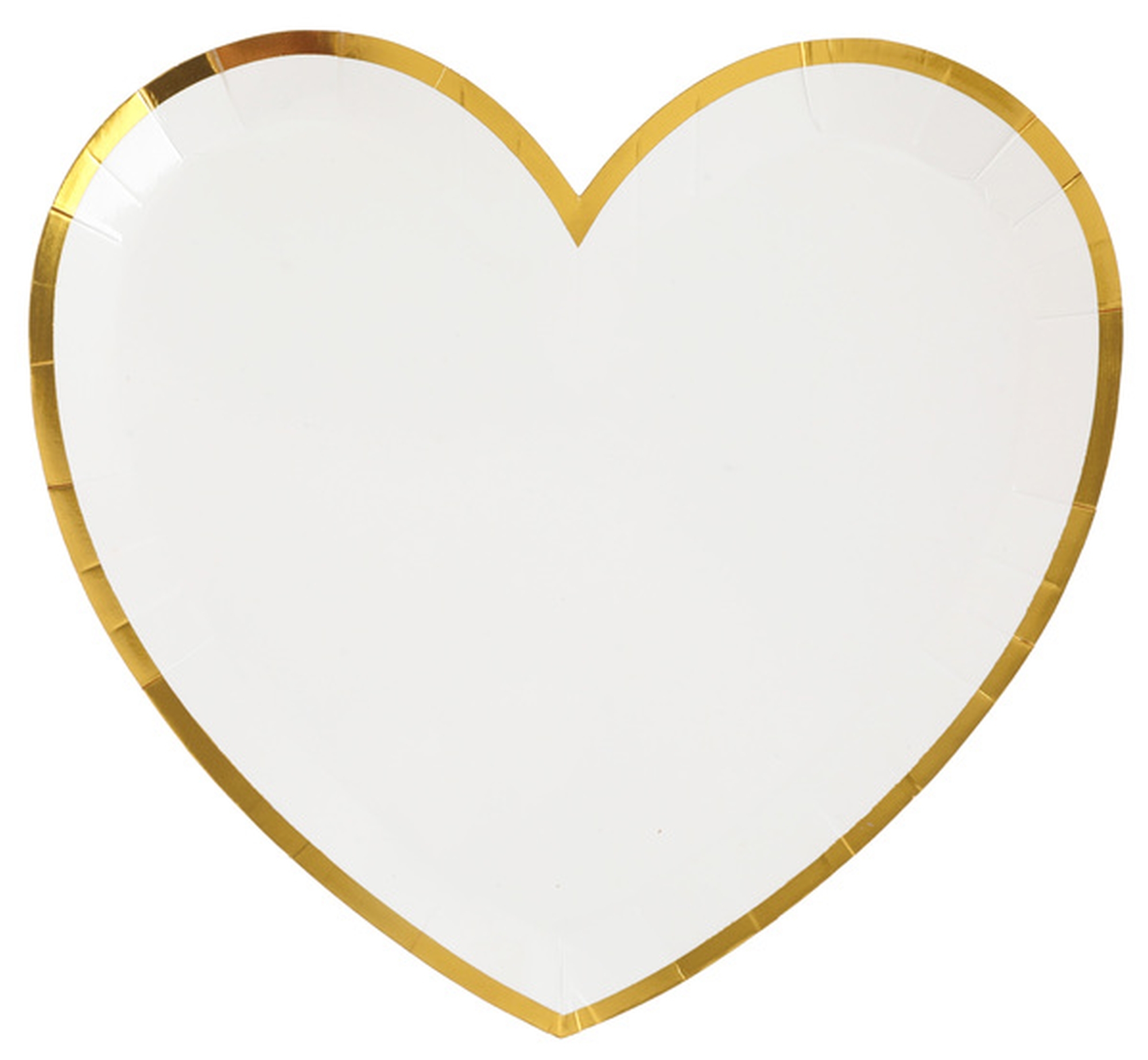Herz - 10 Pappteller Weiß mit goldenem Rand