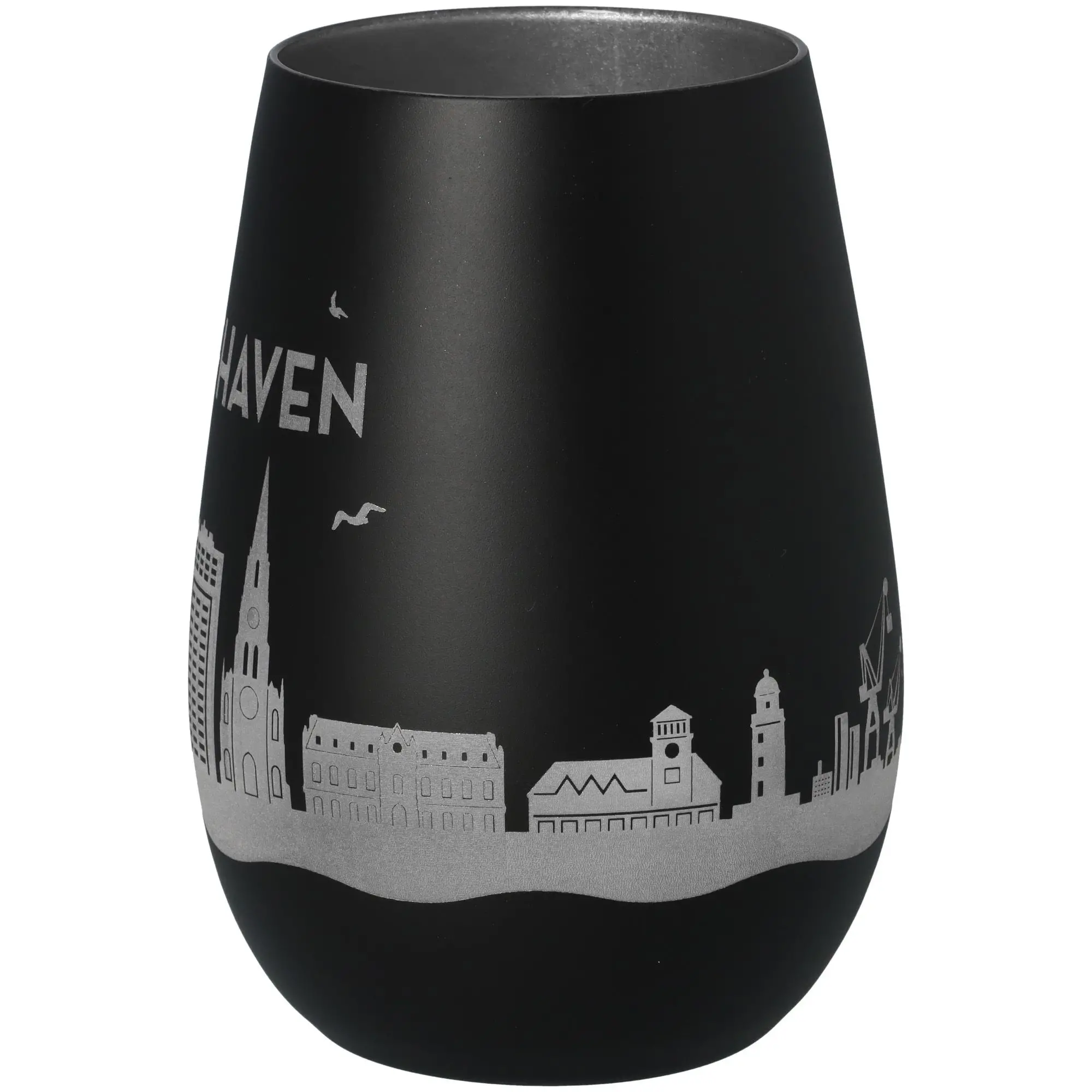 Windlicht Skyline Bremerhaven Schwarz/Silber