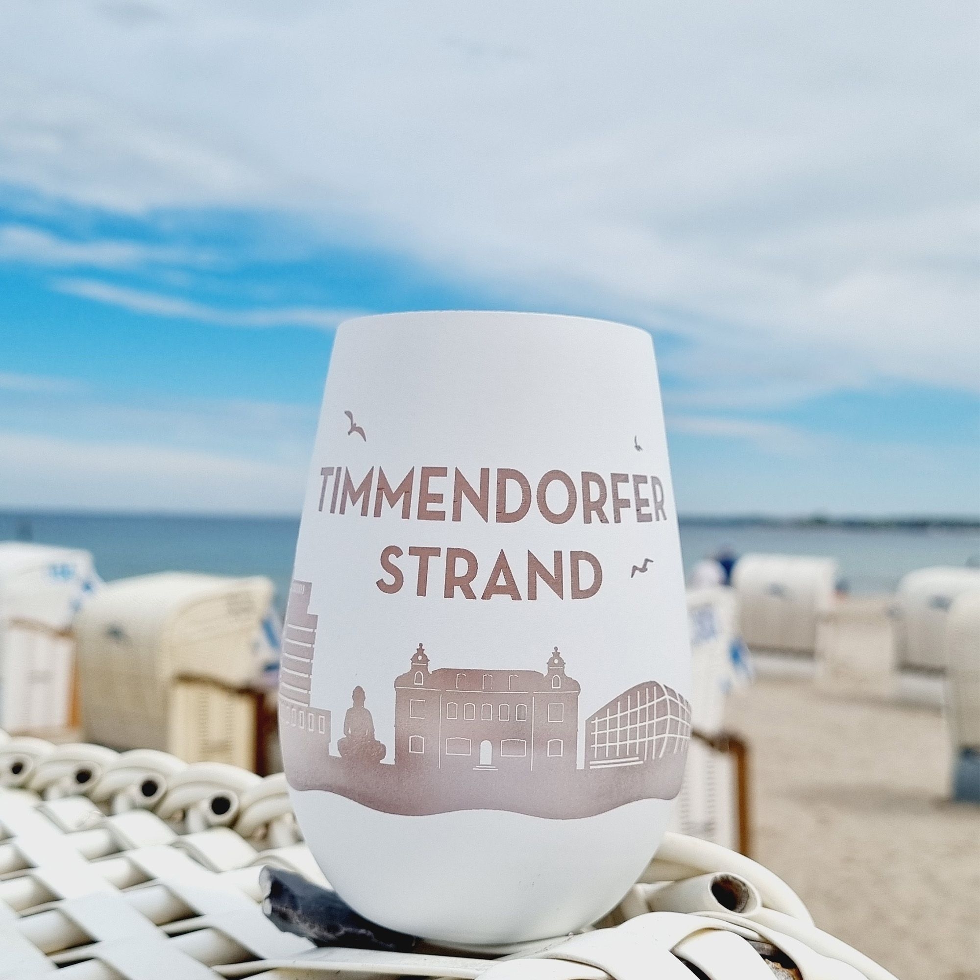 Windlicht Skyline Timmendorfer Strand Weiß/Bronze Windlicht Skyline Timmendorfer Strand Weiß/Bronze