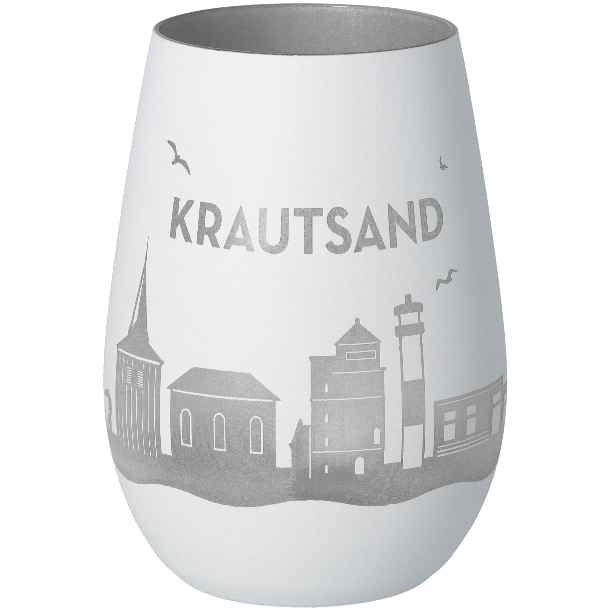 Windlicht Skyline Krautsand Weiß/Silber